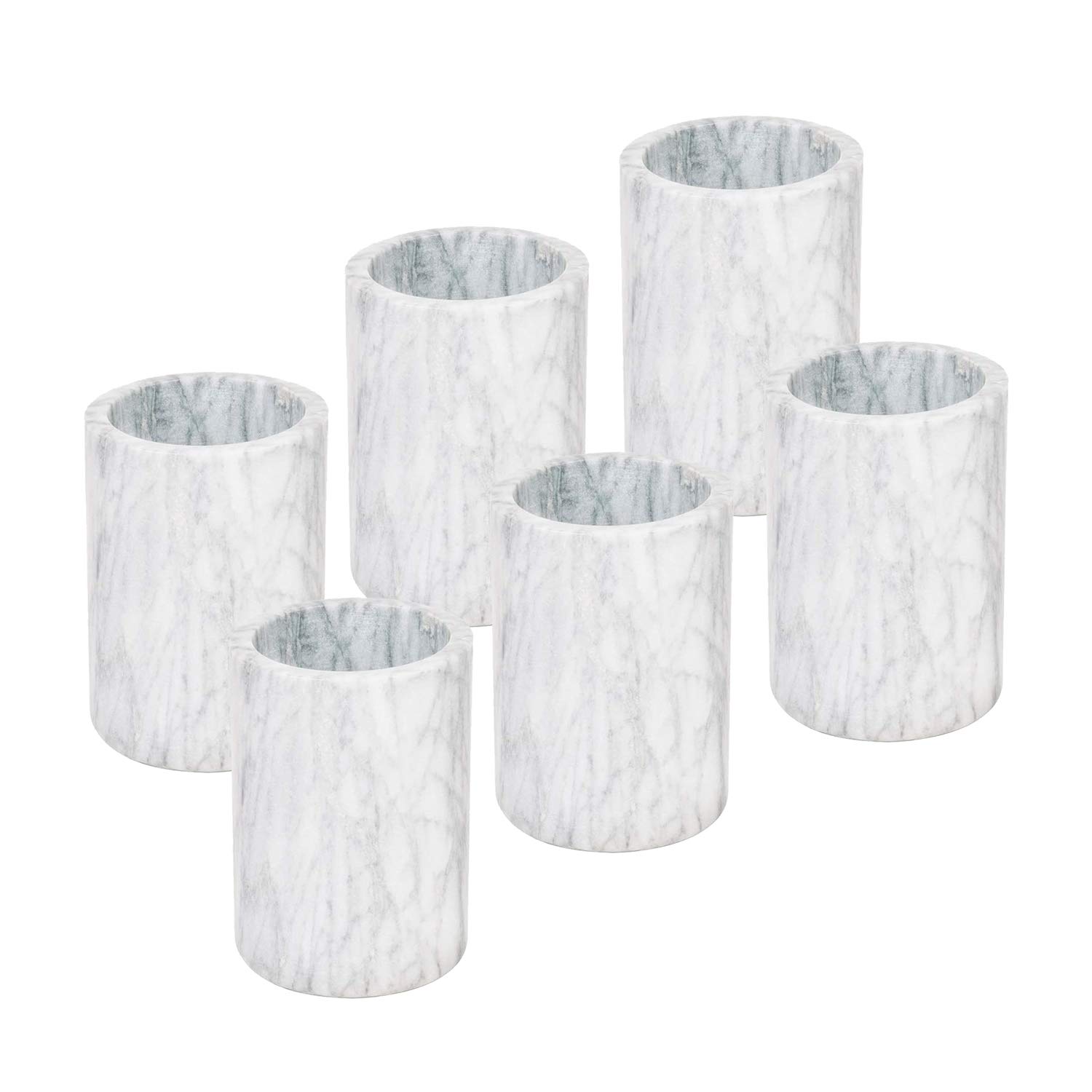 Premium White Marble Wine Chiller Set - 6-Piece Luxury Stone Wine Holder & Cooler for Bar, Kitchen, or Dining Room - Elegant Wine Accessories for Parties, Weddings & Home Entertaining