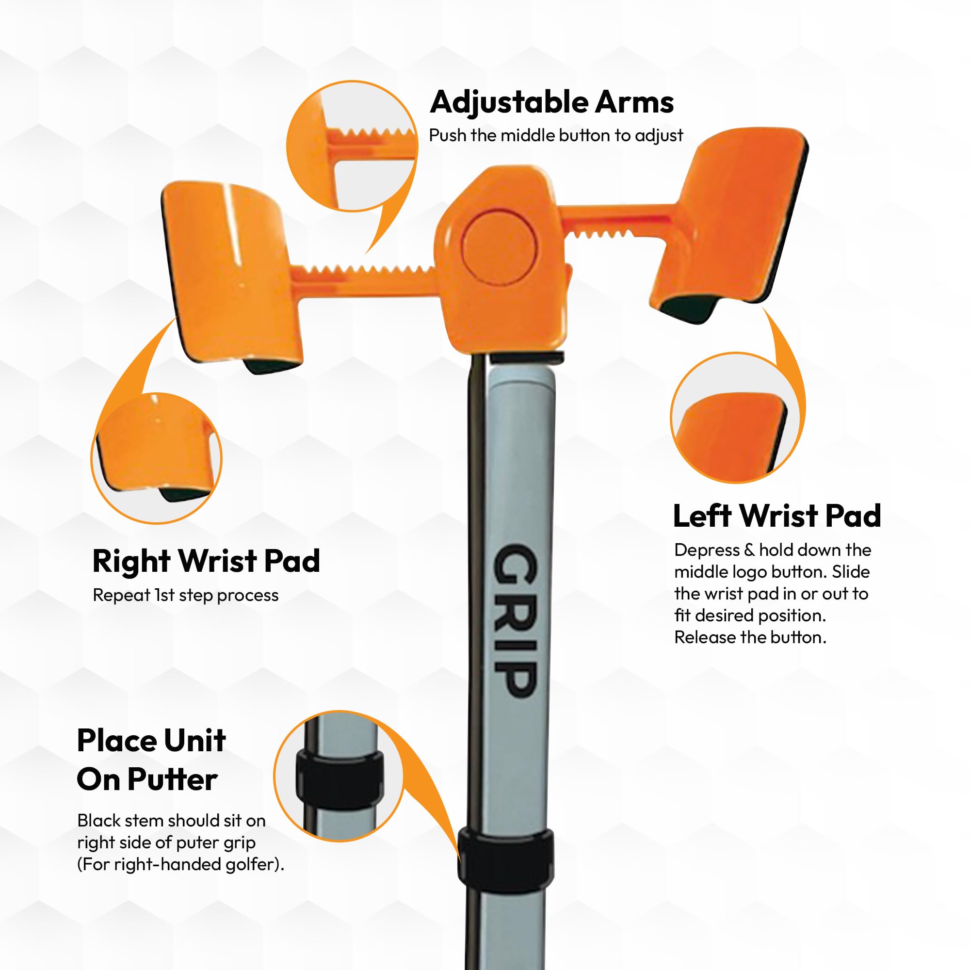 The Putt Master Golf Putting Aid Trainer – Patented Short Game Swing Training for Precision & Accuracy | Made in USA by Orange Whip Golf | Improve Putting Skills for Indoor & Outdoor Practice