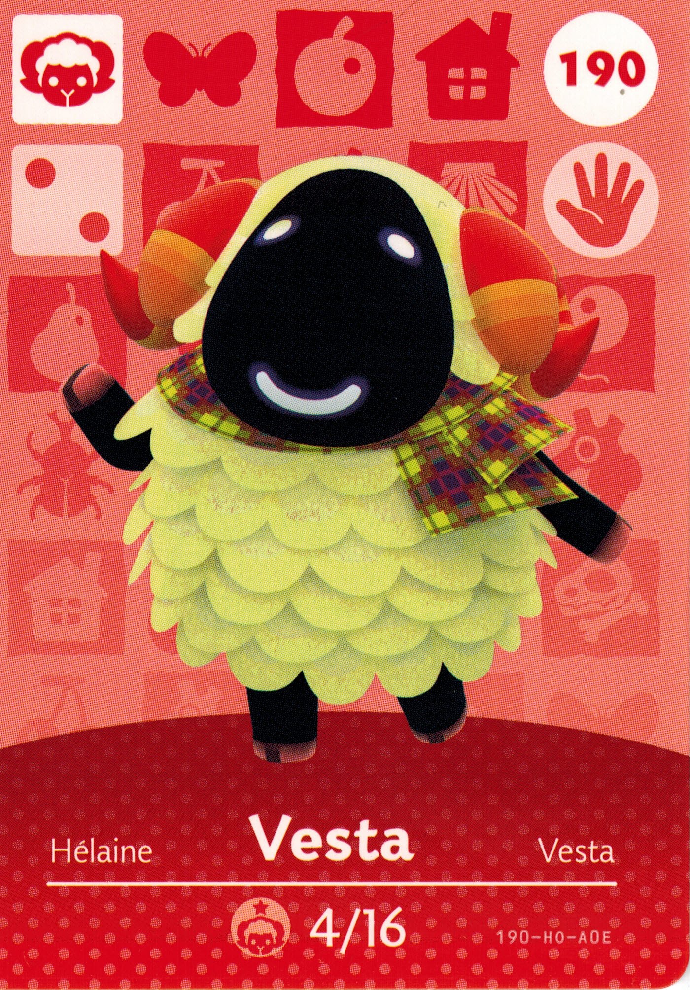 Nintendo Animal Crossing Happy Home Designer Amiibo Card Vesta 190/200 - USA Version - Collectible Trading Card for Happy Home Paradise DLC & Switch Gameplay