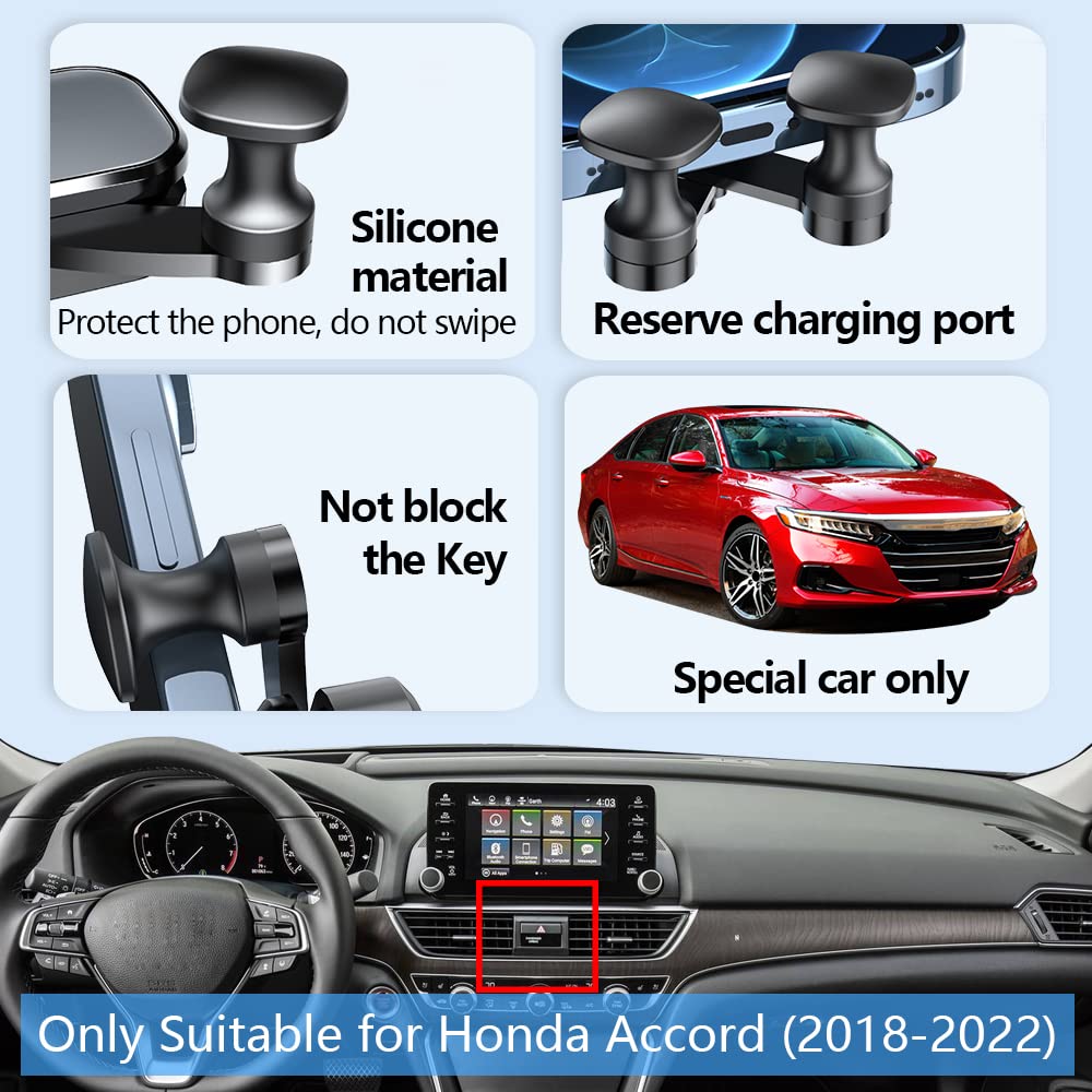Universal Car Phone Holder Mount for Honda Accord 2018-2022 (10th Gen) - Compatible with LX/Sport/SE/EX-L/Touring Trims - Dashboard & Air Vent Smartphone Bracket - Perfect for GPS Navigation & Hands-Free Driving