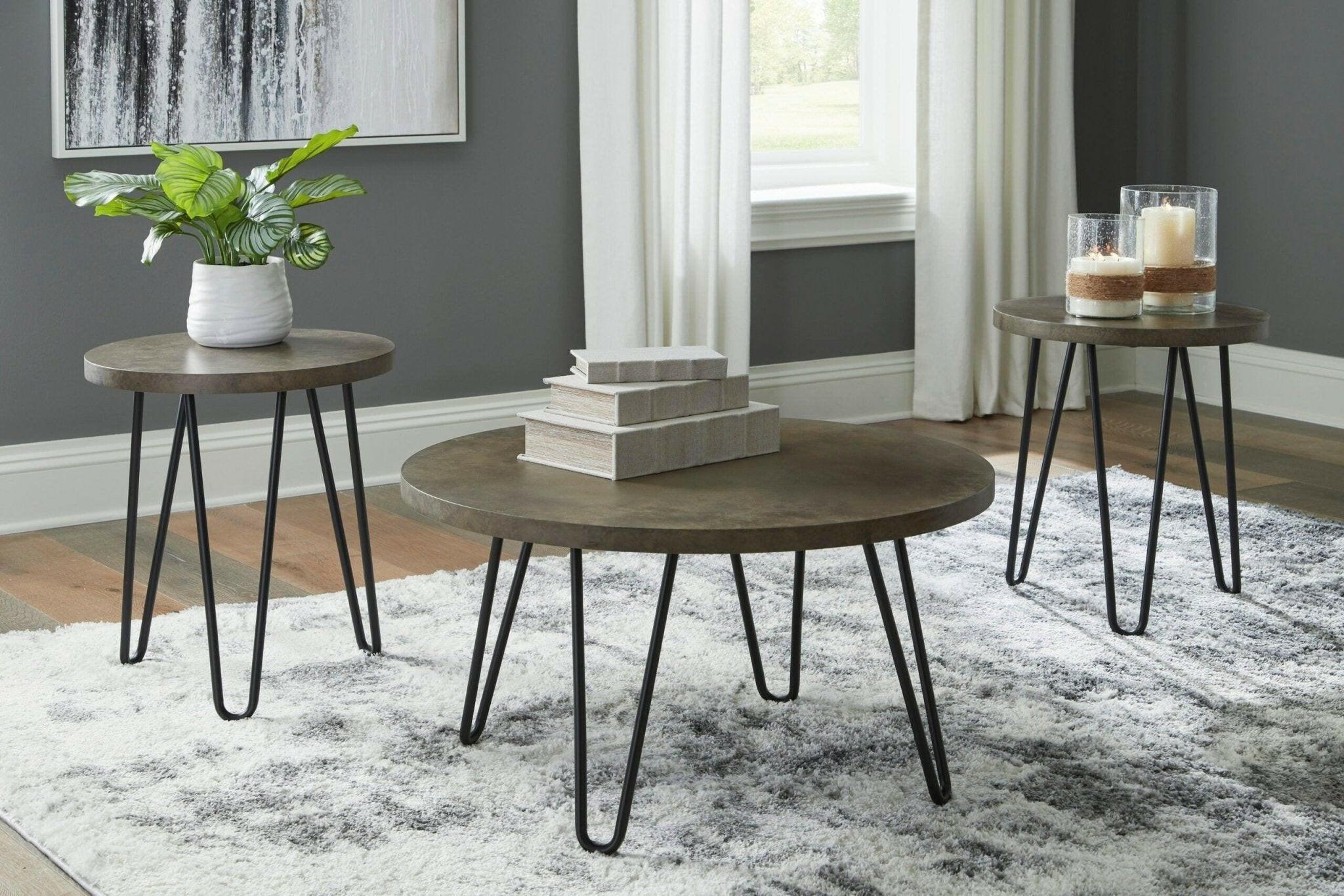 Hadasky Modern Cocktail Table & 2 End Tables Set T144 - 13 Inch Coffee Table with Side Tables for Living Room, Perfect for Small Spaces and Home Decor