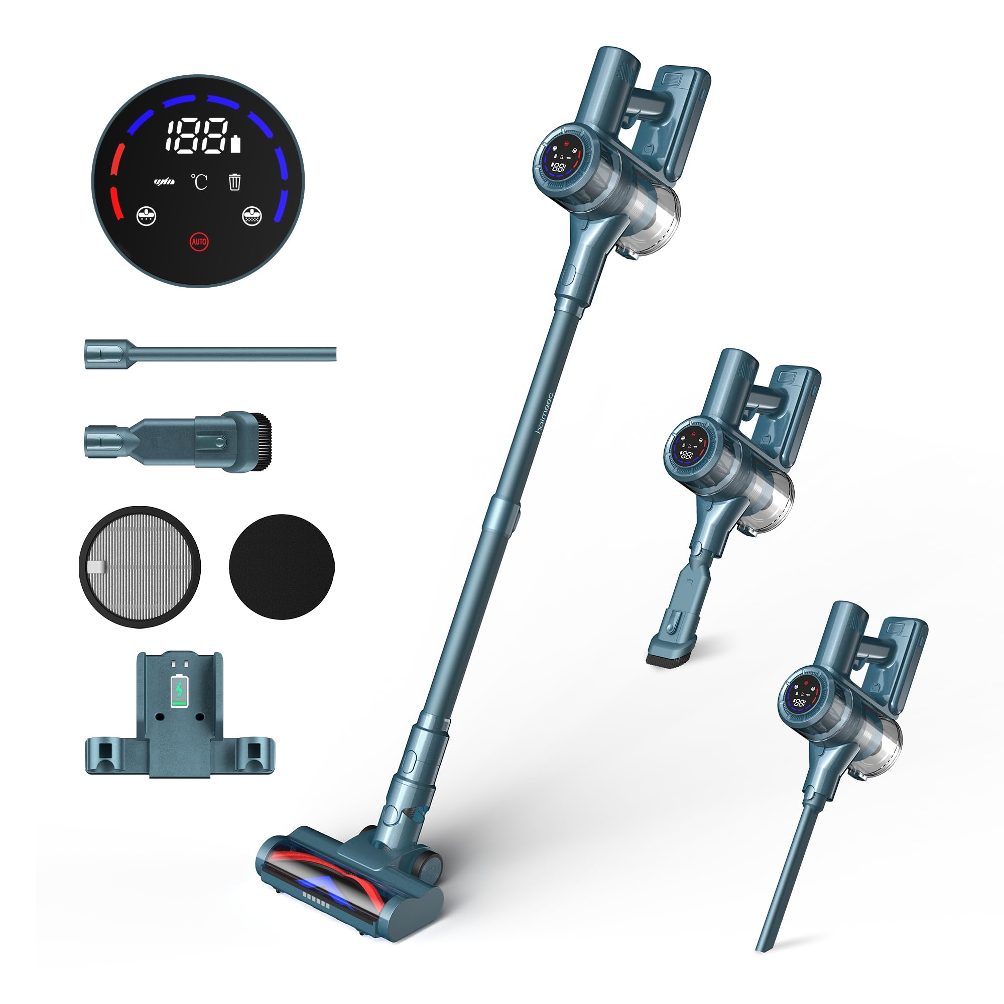 **Powerful 400W Cordless Stick Vacuum Cleaner - 33kPa Suction, Auto Mode, 50Min Runtime, LED Display, Rechargeable & Anti-Tangle - Lightweight for Home, Pet Hair, Carpets & Hard Floors - Perfect for Quick Cleanups & Pet Owners**
