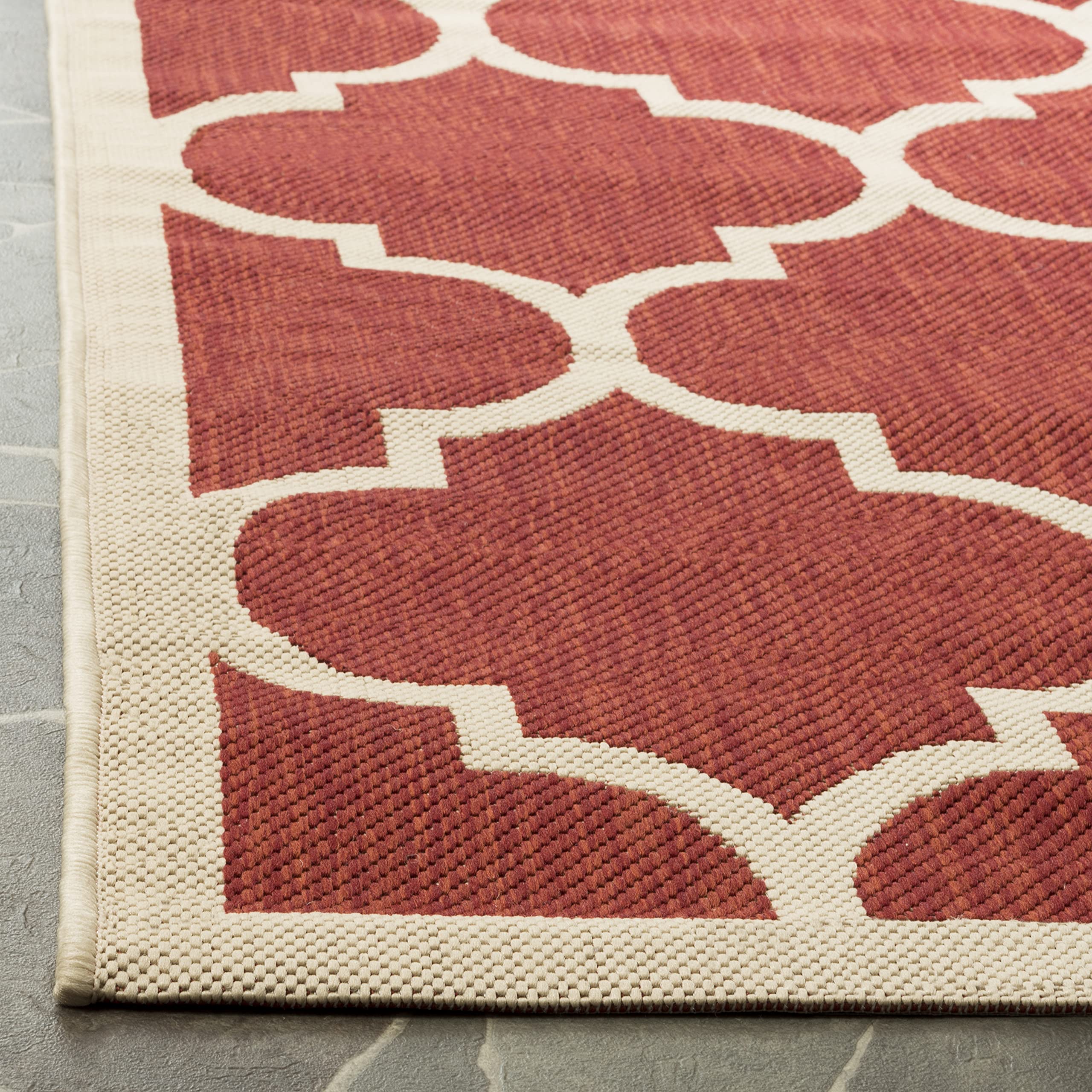 SAFAVIEH Courtyard Collection 8' x 11' Red & Bone Trellis Design Area Rug - Non-Shedding, Easy Care, Washable Indoor/Outdoor Rug - Perfect for Living Room, Bedroom, Patio, Backyard & Mudroom (CY6914-248)