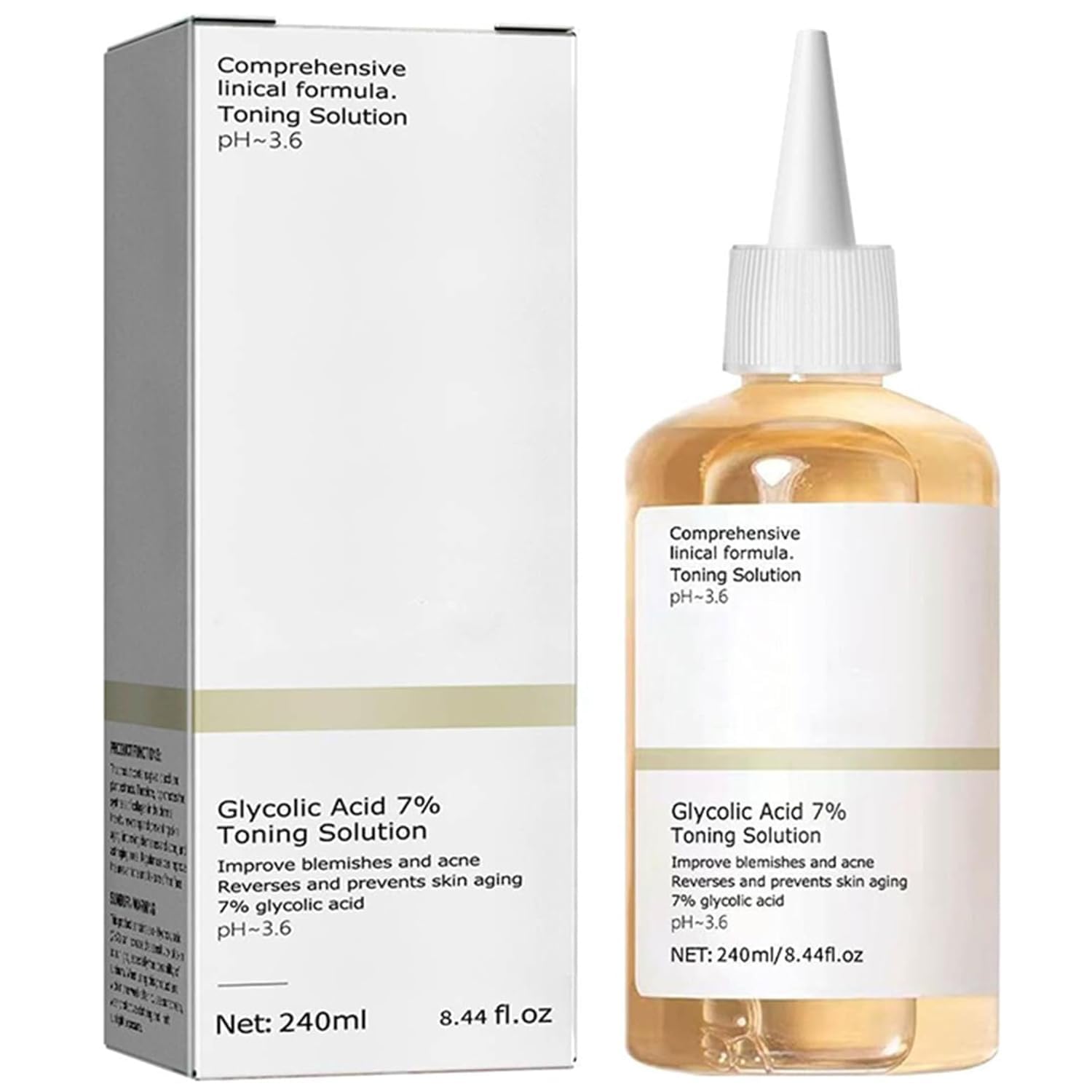 Glycolic Acid 7% Toning Solution - Exfoliating Facial Toner for Smooth & Moisturized Skin - Pore Minimizer & Brightening Serum - 240ml/8.0 Fl Oz - Perfect for Daily Skincare Routine & Acne-Prone Skin Care