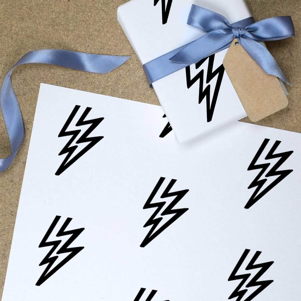 5-Pack A1 Size Lightning Bolt Design Gift Wrapping Paper Sheets - Perfect for Birthday Presents, Holiday Gifts & Party Decorations (GI00000548)