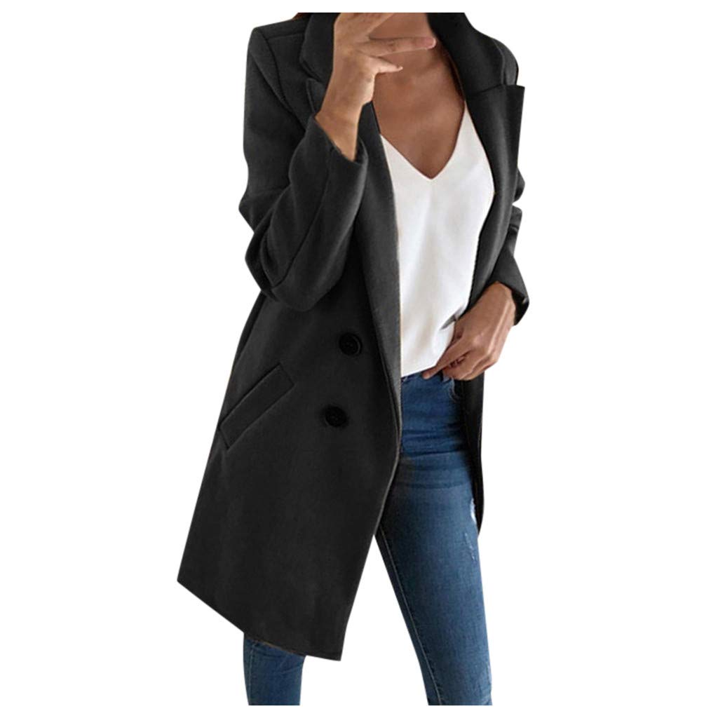 Elegant Women's Wool Blend Slim Long Coat - Warm Winter Outerwear Jacket for Office, Dating & Formal Occasions