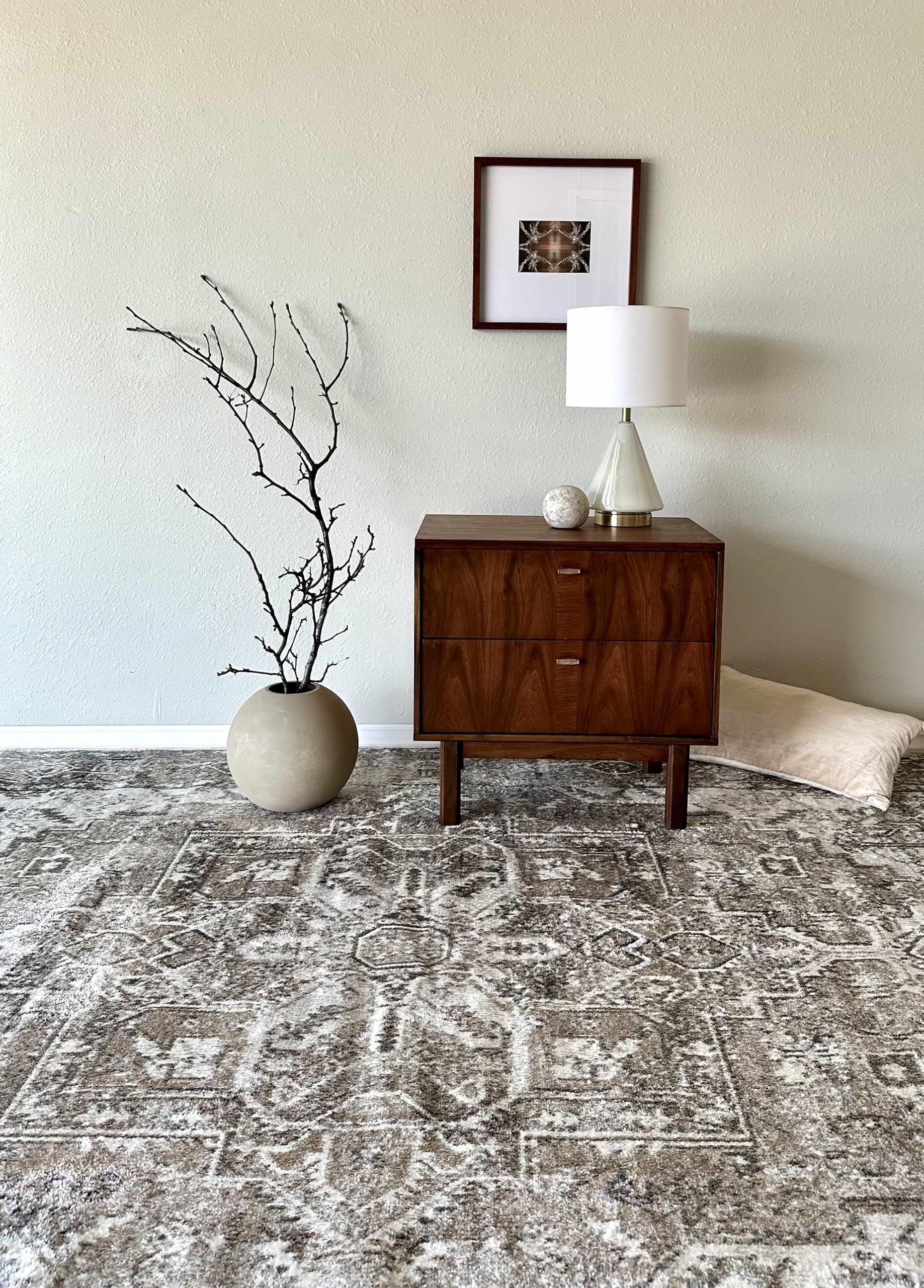 Hauteloom Hera Washable Area Rug 2' x 3' - Soft Ivory & Blue Modern Rug for Living Room, Bedroom, Dorm - Machine Washable Low Pile Indoor Carpet for Home Decor