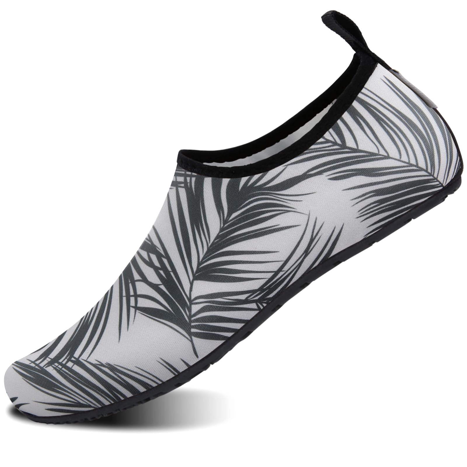 Water Shoes for Women & Men - Barefoot Quick-Dry Aqua Socks for Beach, Swim, Surf, Yoga & Exercise | Lightweight & Comfortable | Perfect for Water Sports, Pool, Travel & Outdoor Activities (Palm Leaves, Size 36/37)