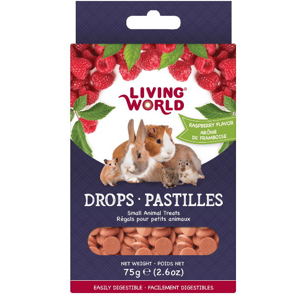 Living World Raspberry Flavor Drops - Natural Small Animal Treats for Rabbits, Guinea Pigs & Hamsters - Healthy Snack for Pets - Perfect for Training & Bonding