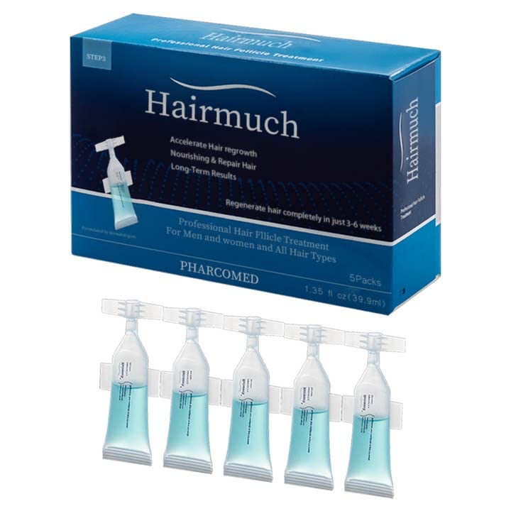 Hairmuch Hair Growth Serum & Scalp Treatment - Anti Hair Loss Ampoule Lotion for Thicker, Healthier Hair | Promotes Hair Regrowth & Reduces Breakage | Perfect for Daily Use, Post-Chemo Recovery & Styling Damage Repair