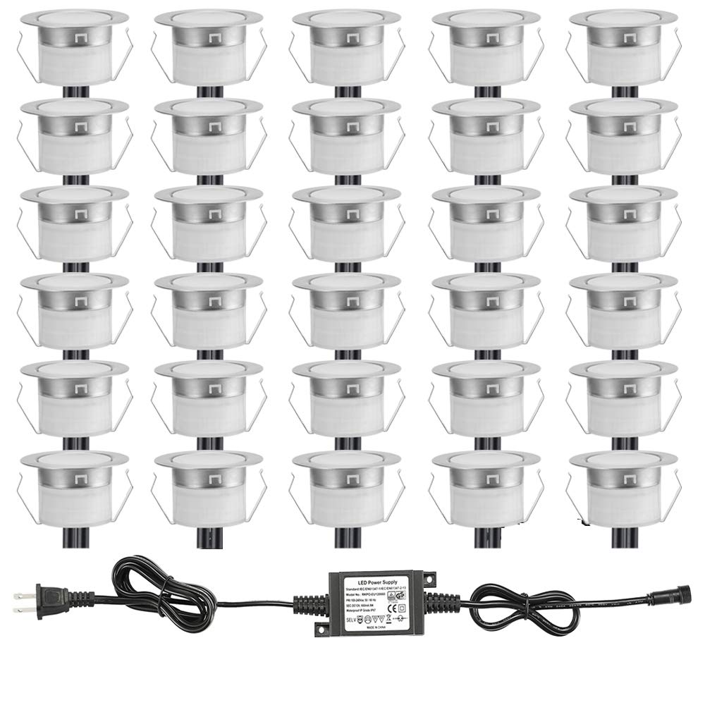 30-Pack Waterproof IP67 LED Deck Light Kit - Low Voltage 1.22
