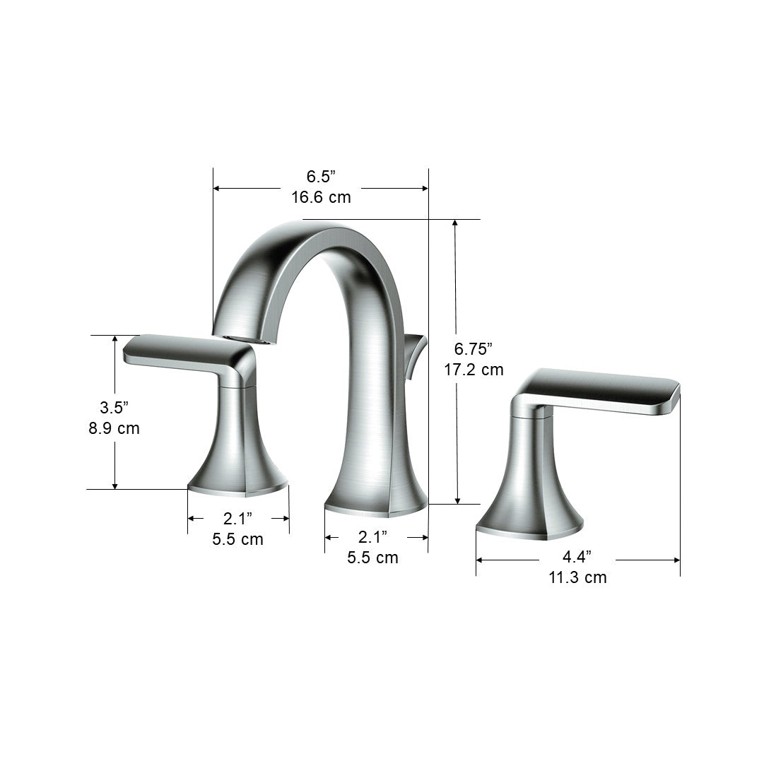 Arezzo Widespread Bathroom Faucet in Brushed Nickel - Modern 8 Inch Centerset Bathroom Sink Faucet with High Arc Spout for Vanity, Powder Room & Guest Bathroom