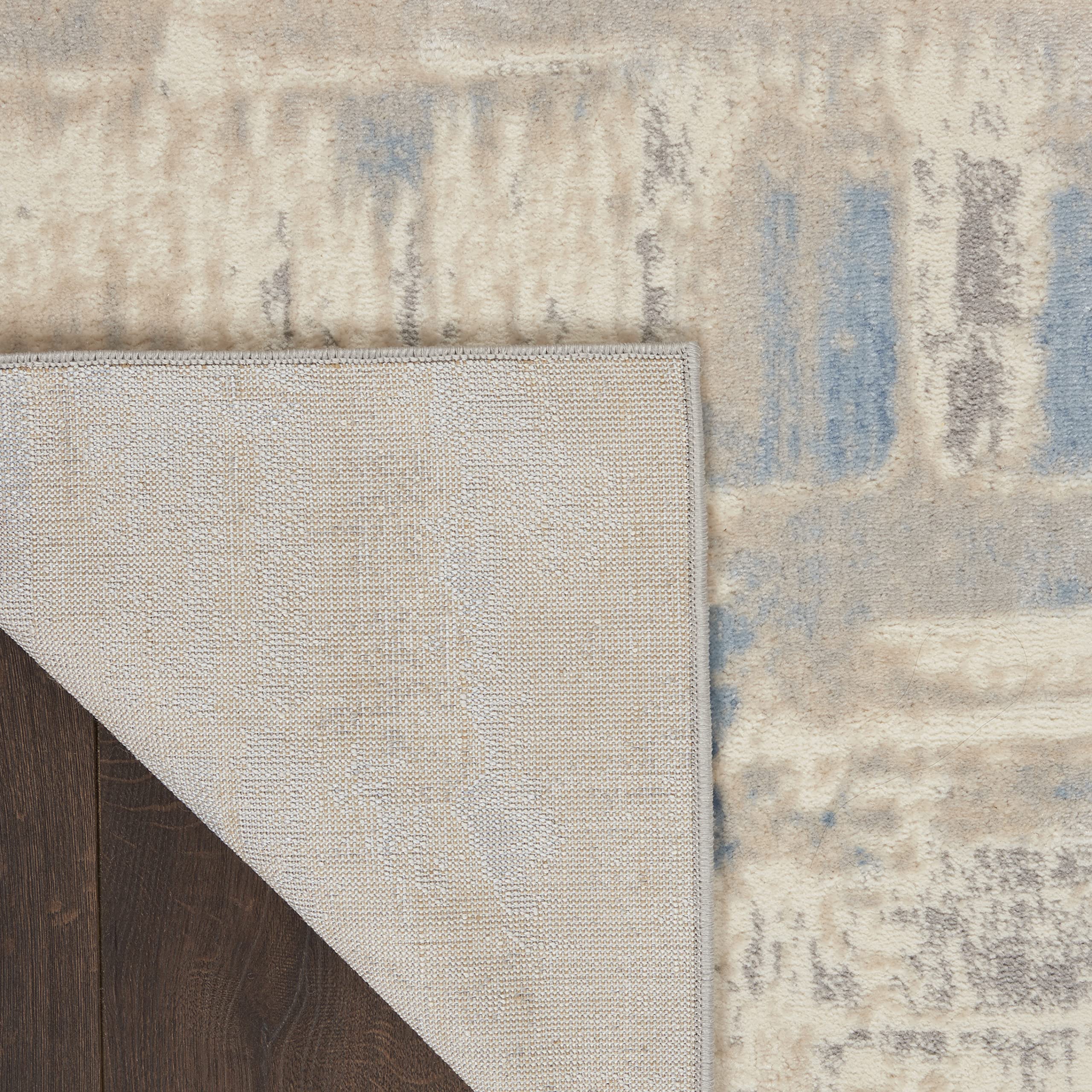 Nourison Solace Abstract Ivory Grey Blue 8x10 Area Rug - Easy Clean, Non-Shedding, Stain Resistant for Bedroom, Living Room, Dining Room & Kitchen | Soft Comfort Underfoot for Home Decor & High Traffic Areas