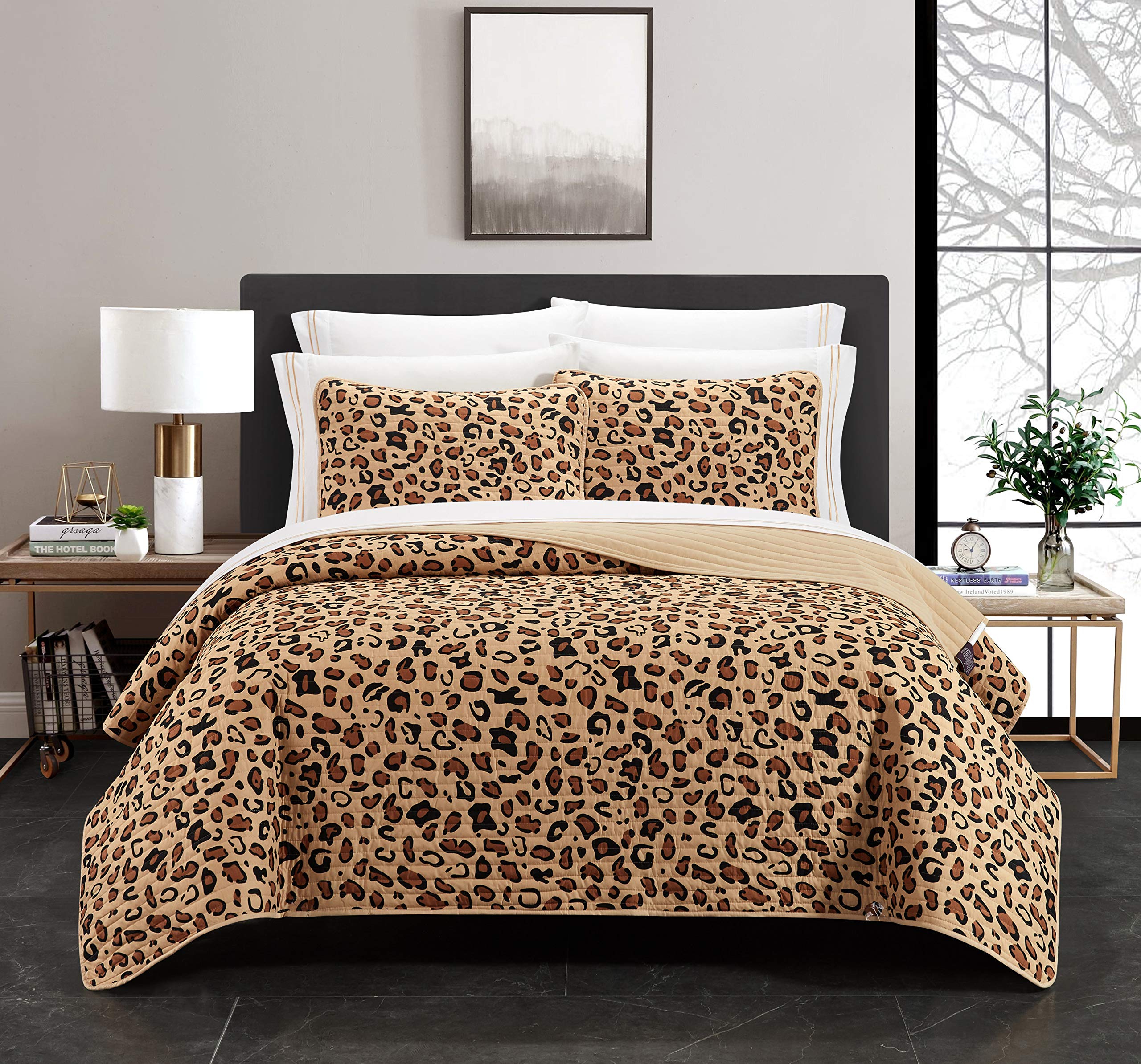 Wild Cheetah Print Microfiber 9-Piece Queen Bedding Set - Quilt, Shams, Sheets & Pillowcases - Brown Animal Pattern Bed in a Bag for Cozy Bedroom Decor | Perfect for Jungle-Themed Rooms & Safari-Inspired Home Decor