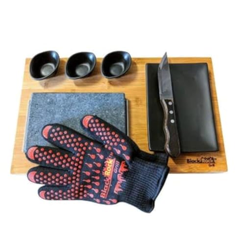 Steak Stone Cooking Gift Set- 3 dip pots & side plate-BLACK