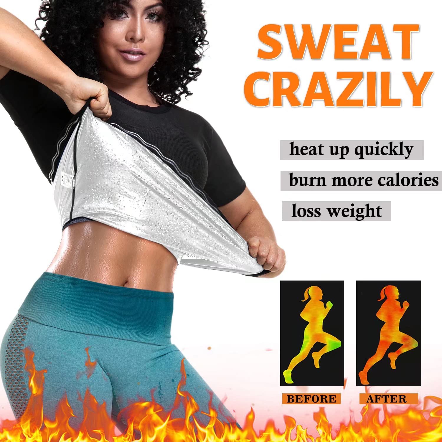 Women's Sauna Sweat Shirt - Athletic Compression T-Shirt for Weight Loss & Detox - Heat Trapping Sauna Vest for Women - Perfect for Workout, Yoga & Post-Workout Recovery
