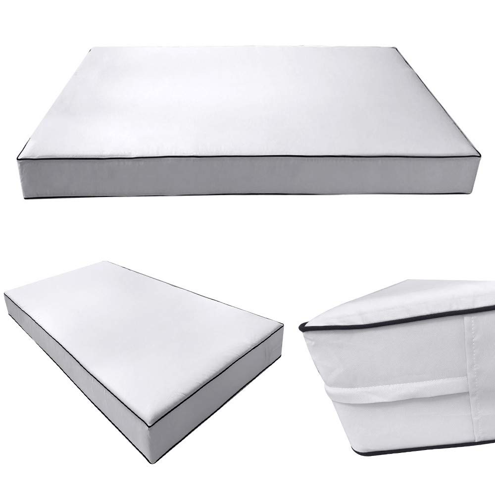 Prolinemax Outdoor Style 4 Twin-XL Contrast Trim Daybed Mattress Bolster Pillow Fitted Sheet Cover Only (AD105) - Perfect for Patio, Sunroom, and Guest Bedroom Decor