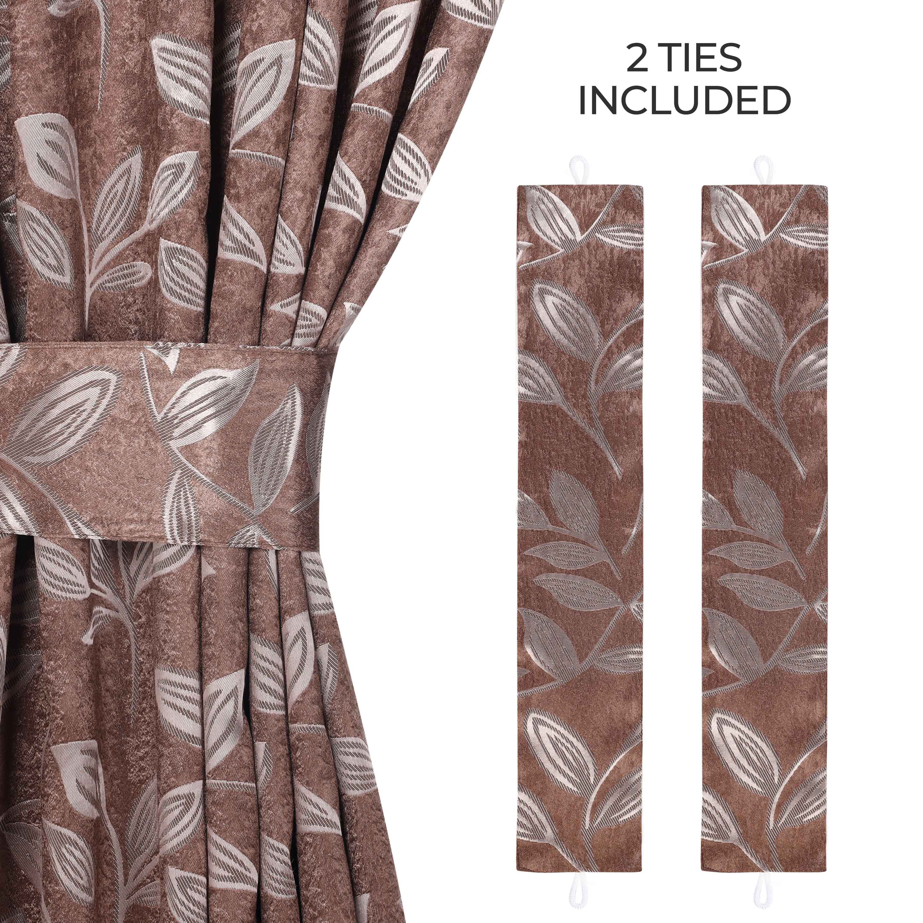 Blackout Curtains for Bedroom - Set of 2 Panels, 100% Room Darkening Thermal Insulated Drapes with Leaves Pattern - Perfect for Nursery, Home Theater & Light Sleepers