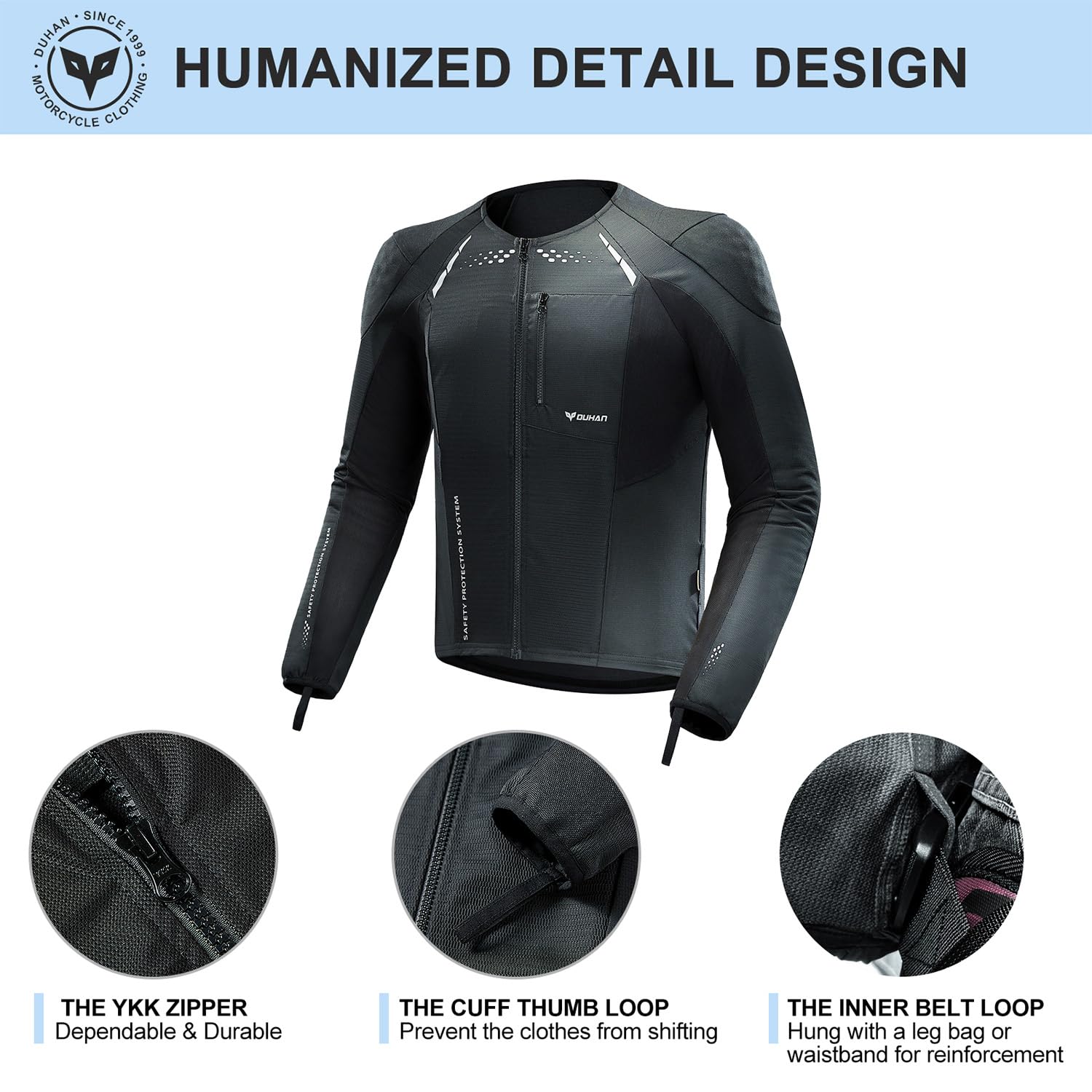 DUHAN Men's CE Level 2 Armored Mesh Motorcycle Jacket - Breathable Protective Riding Shirt for All Seasons | Ideal for Street Biking, Touring & Commuting
