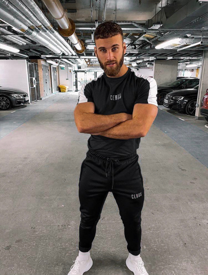 Cerus Black Slim Fit Joggers for Men - Comfortable Athletic Tapered Running Pants - Perfect for Gym, Workout, Yoga & Casual Wear