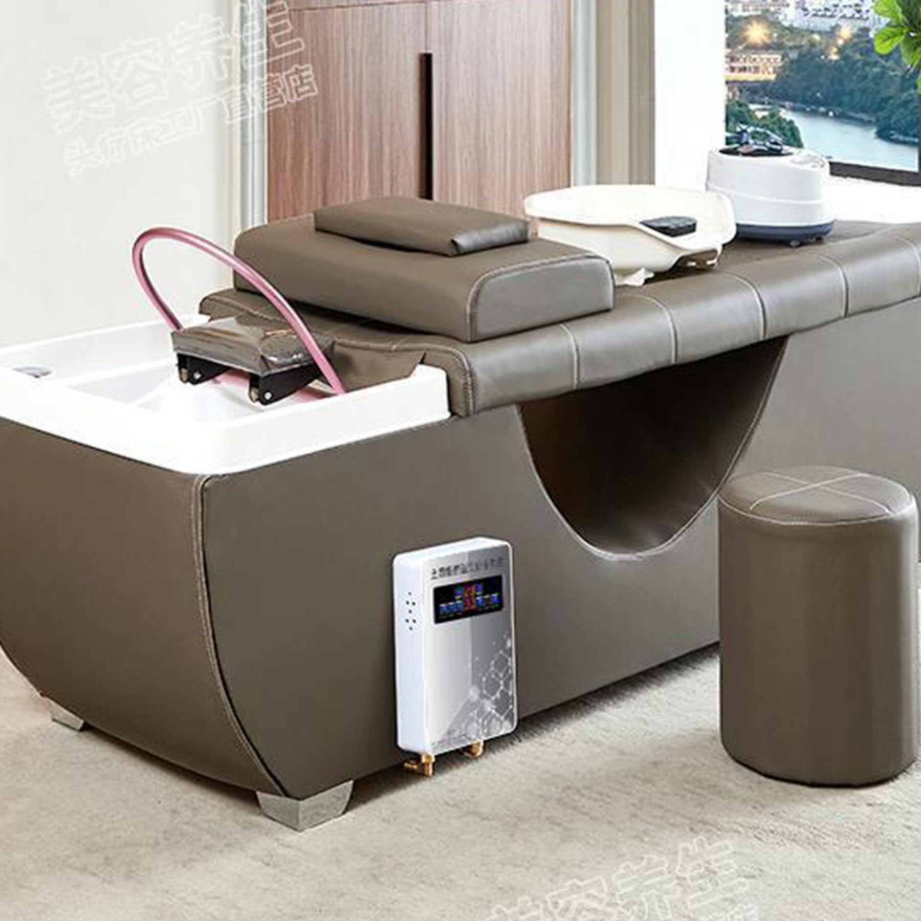 Hair Salon Shampoo Bed Water Circulation Therapy System - Built-in Water Curtain Elbow with External Circulation Equipment for Spa & Salon Hair Washing Stations (Professional Hairdressing & Scalp Massage Use)