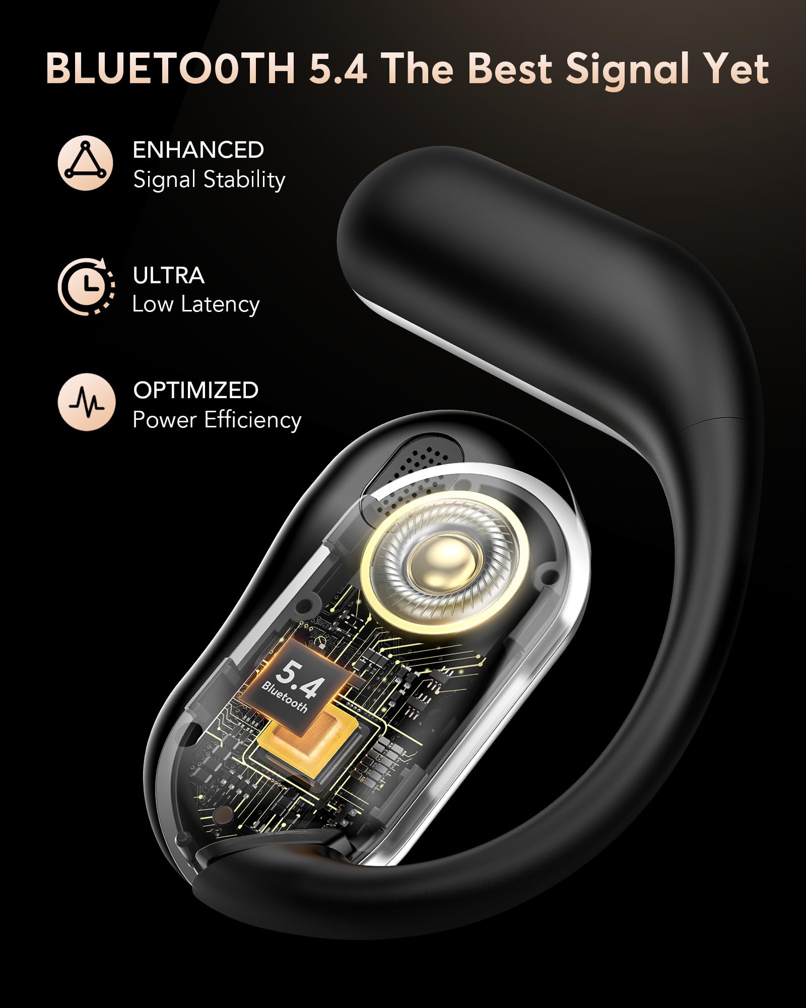 EUQQ Ultra Open-Ear Wireless Bluetooth Headphones - Ergonomic Bone Conduction Earbuds with Soft Silicone Design for Running, Sports, Fitness & Workouts - Lightweight & Comfortable for All-Day Use (Charcoal)