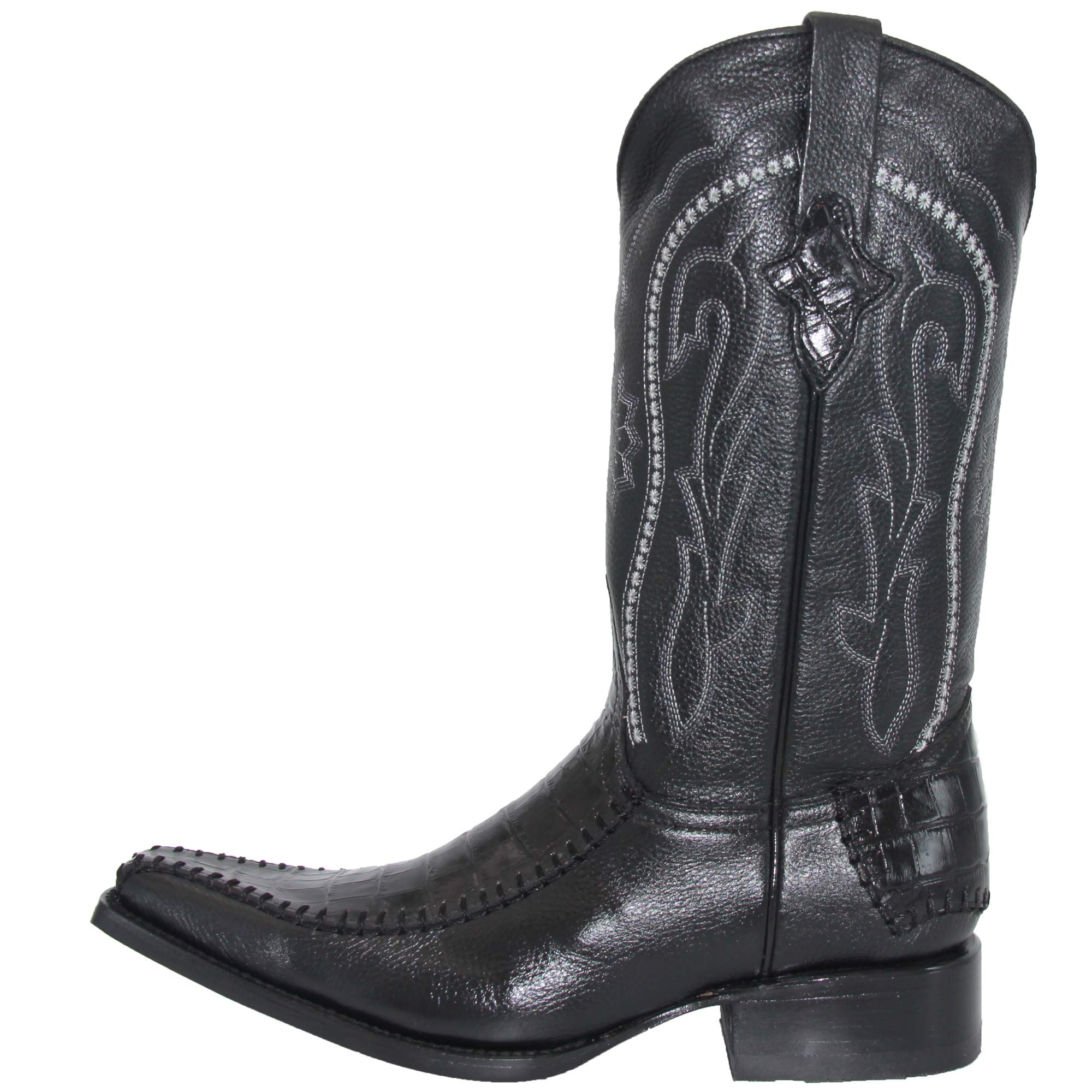 Premium Genuine Cowhide Leather Men's Western Boots with Crocodile Alligator Print - Stylish & Durable Cowboy Boots for Rodeo, Country Music Festivals & Western Fashion