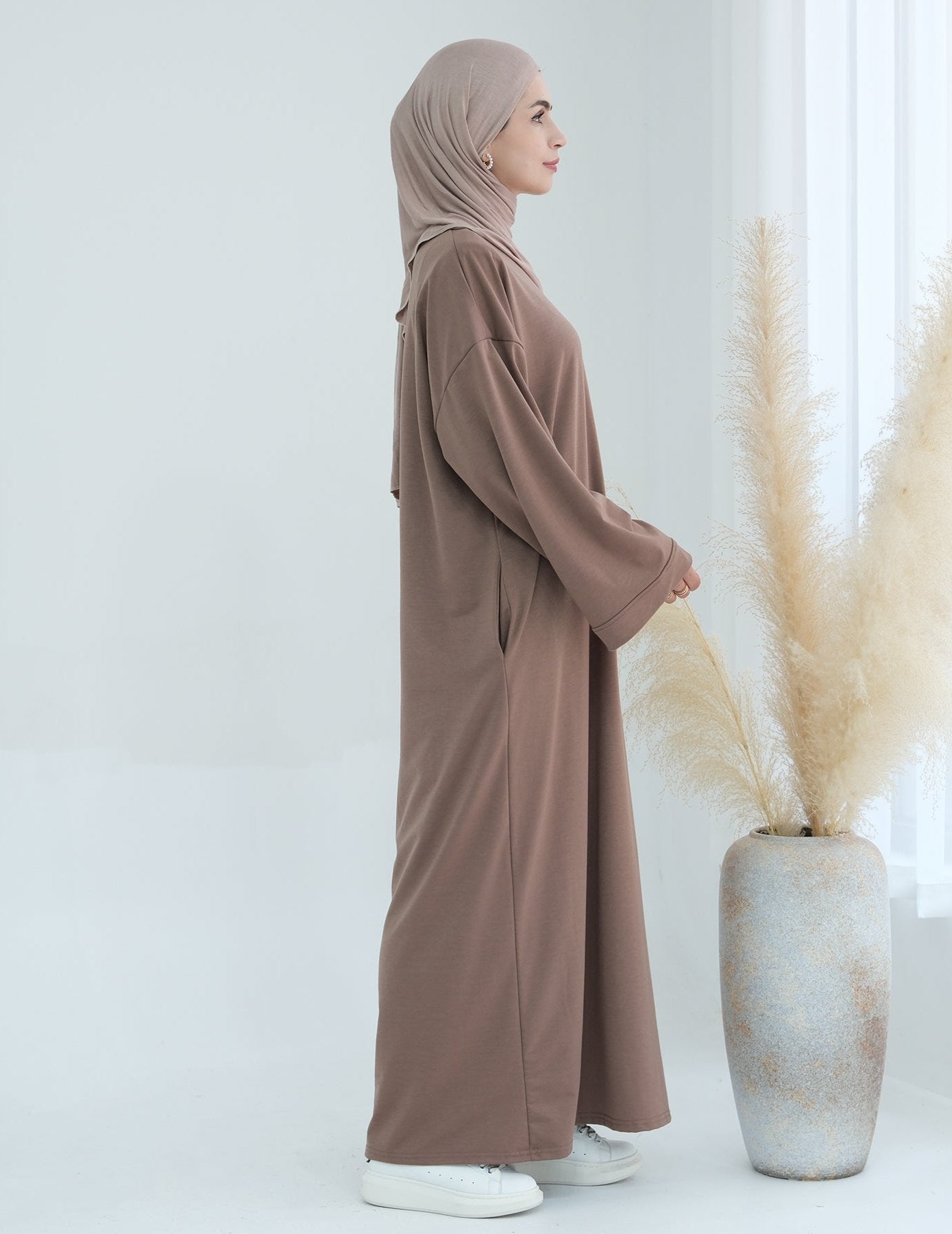 Ava Knit Maxi Dress for Women - Soft Stretchy Taupe Long Dress for Casual Wear, Date Night & Special Occasions