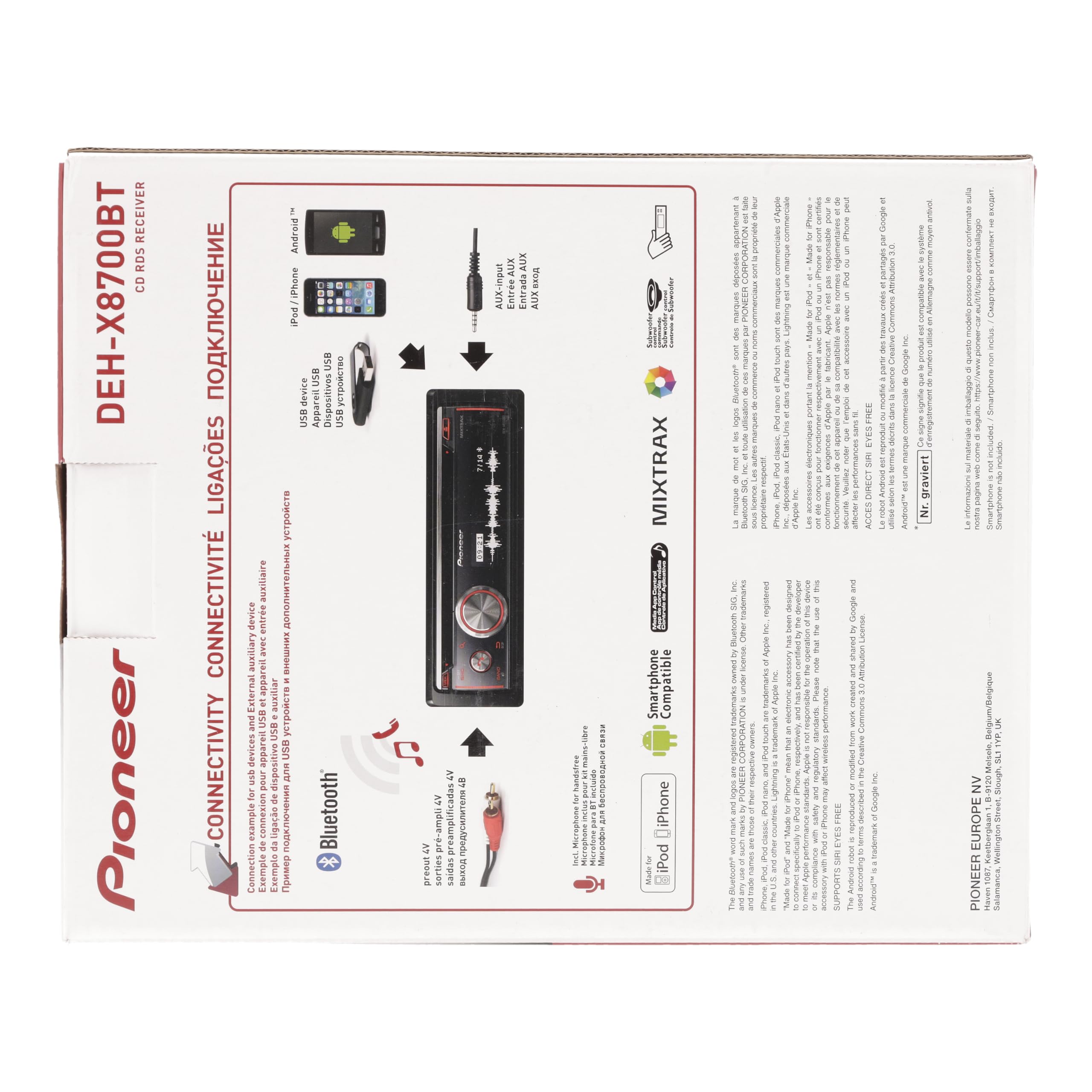 Pioneer DEH-X8700BT Bluetooth Car Stereo with CD Player, USB & Aux Input - Perfect for Hands-Free Calling & Music Streaming on the Road