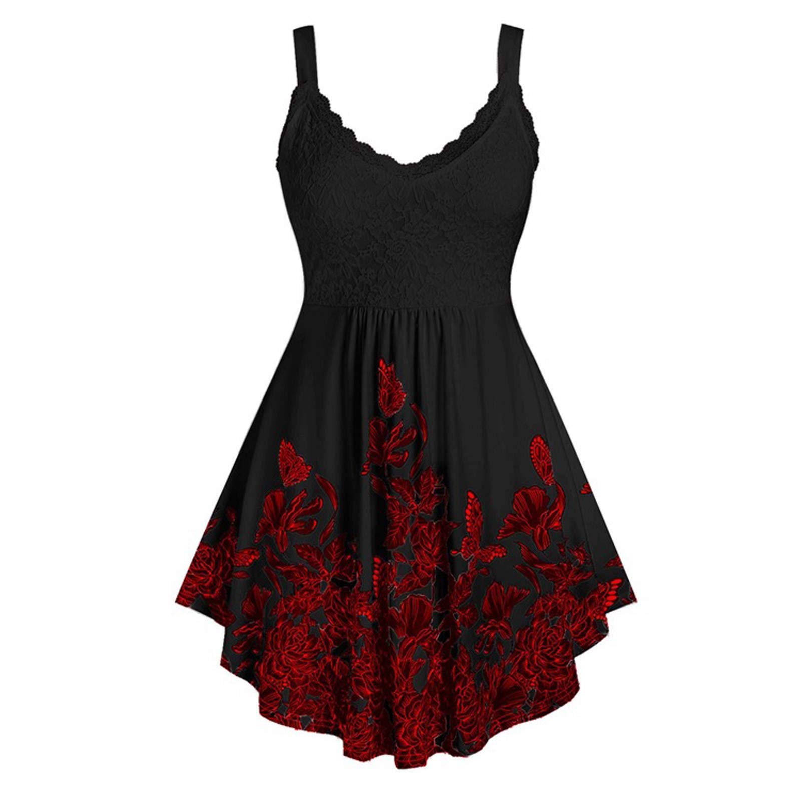 FORUU Women's Plus Size Summer Casual Dress 2021 - Sleeveless Floral Lace Slim Fit Maxi Dress for Beach, Vacation & Outdoor Parties