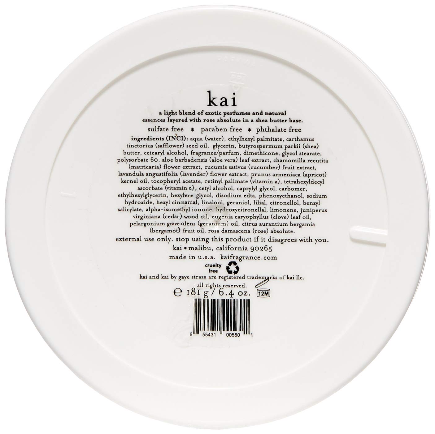 Kai Rose Body Butter - 6.4 oz Shea Butter & Apricot Oil Moisturizer with Cucumber Extract | Vegan, Cruelty-Free Skincare | Made in USA | Perfect for Dry Skin Care & Relaxing Spa Nights at Home