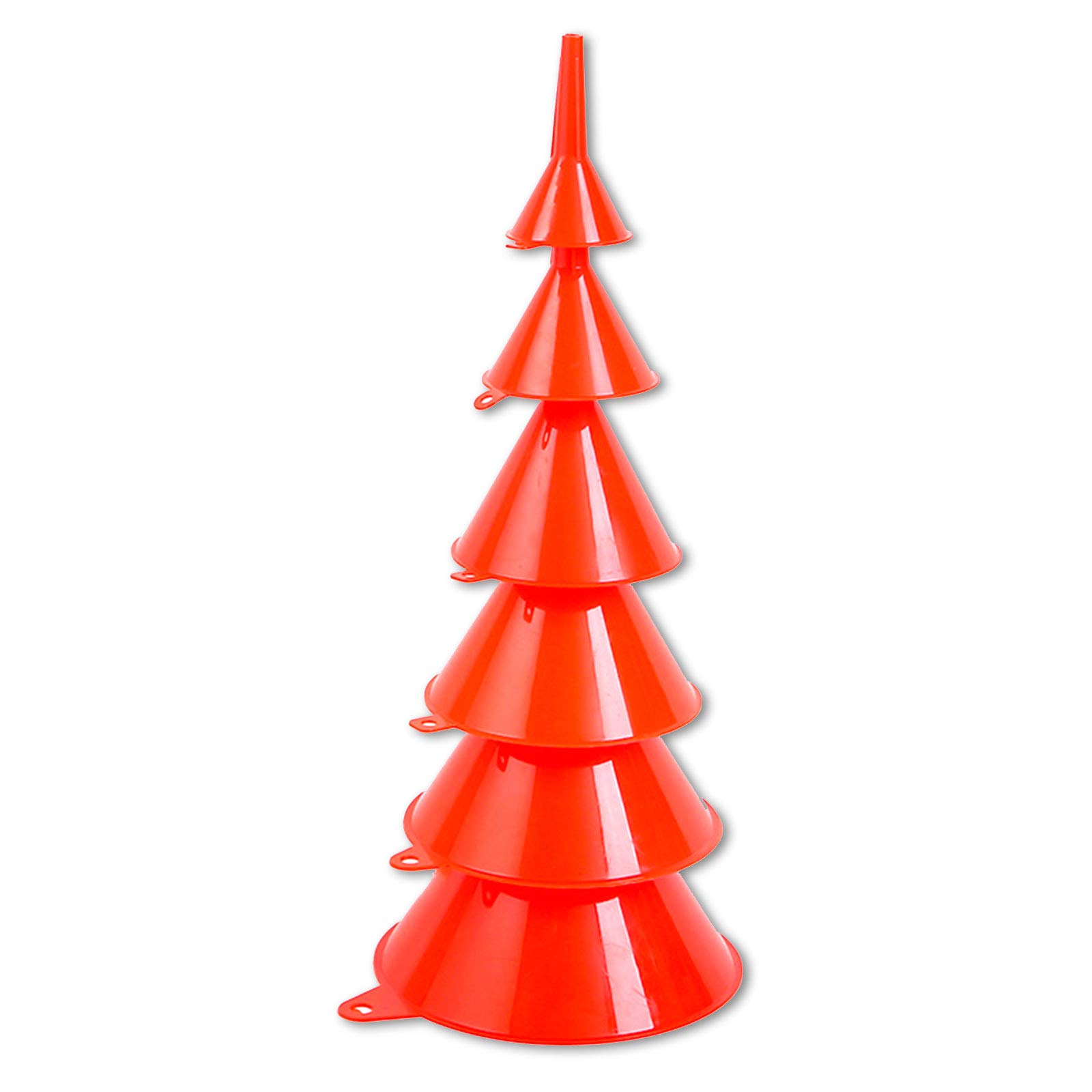 6-Piece Universal Funnel Set - Powder & Beverage Funnel for Kitchen, Car Refueling, Cooking & DIY Projects (Red) - Perfect for Baking, Oil Changes & Liquid Transfer
