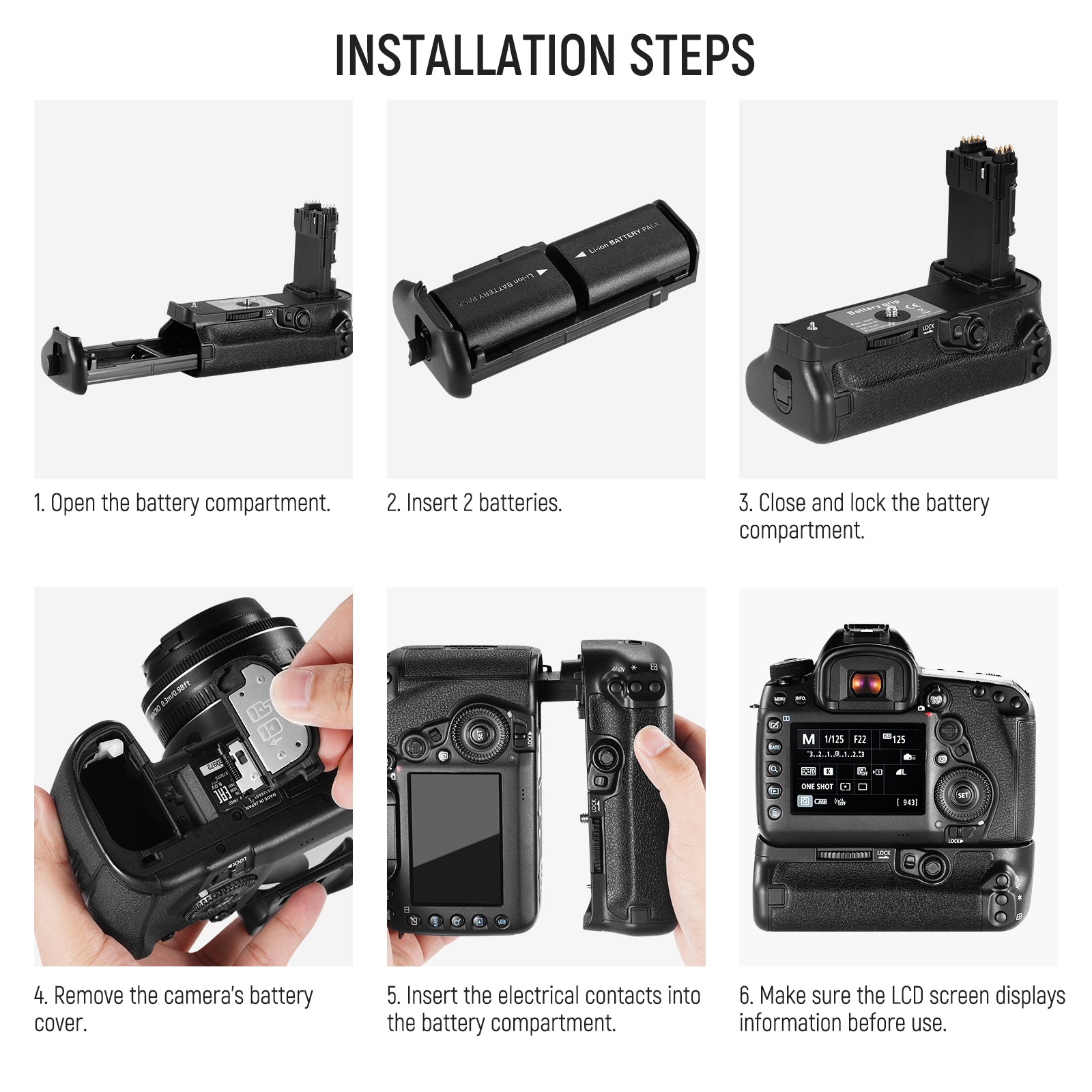 NEEWER BG E20 Battery Grip for Canon 5D Mark IV DSLR Camera - Extended Power & Vertical Shooting | Perfect for Wedding, Portrait & Travel Photography