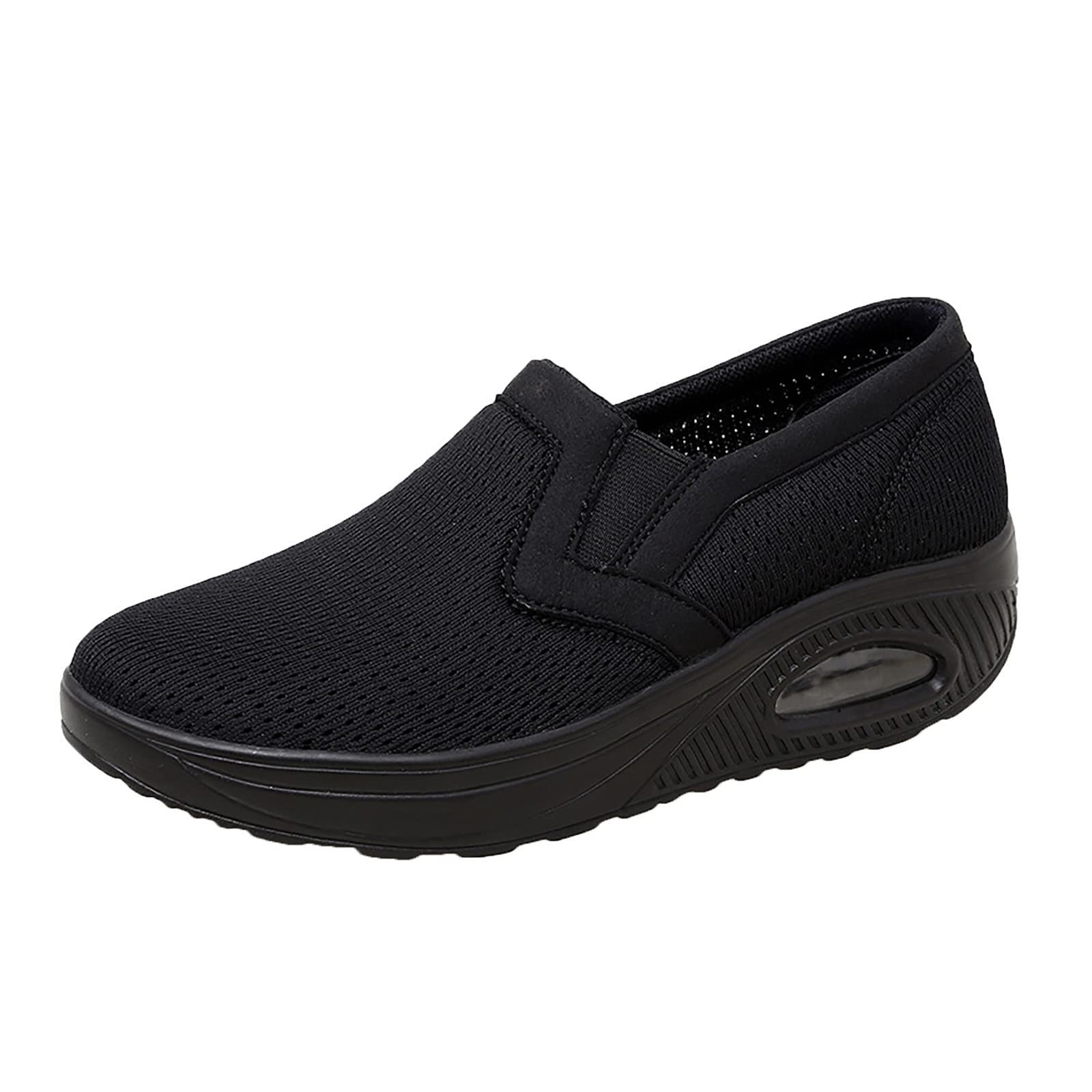GWTAECH Women's Breathable Mesh Sport Sneakers - High Top Platform Wedge Shoes for Women & Kids | Lightweight & Comfortable for Running, Walking & Casual Wear (Black, Size 7)