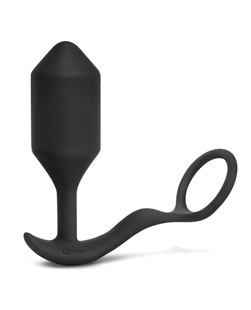B Vibe Rechargeable Silicone Cock Ring & Anal Plug - Snug & Tug Vibrating Pleasure Toy for Couples (XLarge, Black) | Enhance Intimacy & Spice Up Your Sex Life