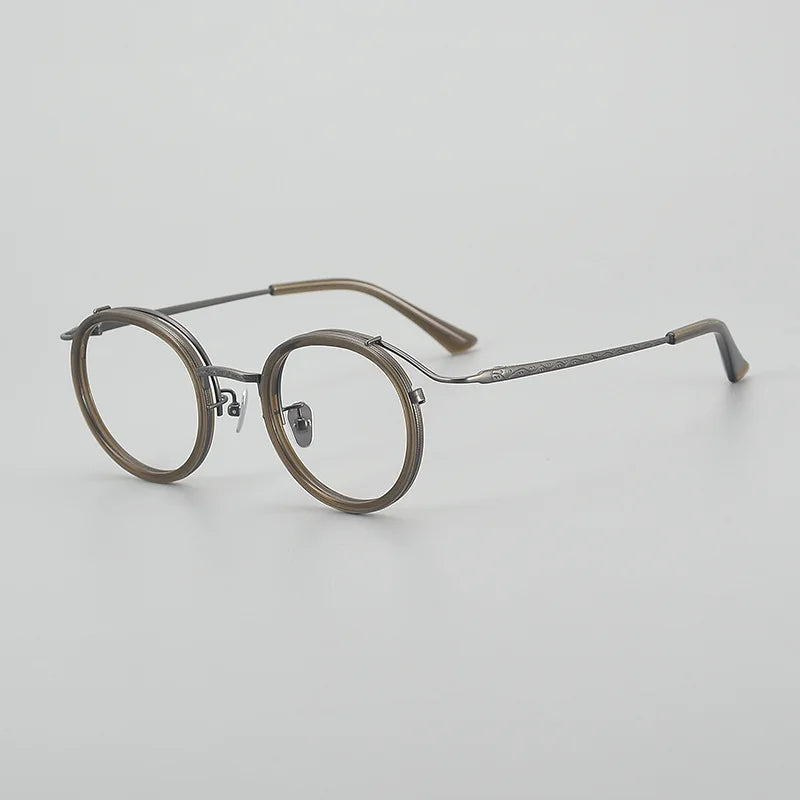 Stylish Unisex Black Titanium Acetate Round Eyeglasses Frame 6016 - Lightweight & Durable for Work, Reading & Fashion Accessories