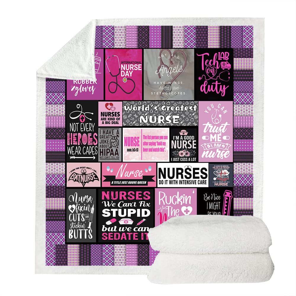 **Premium Nurse Throw Blanket - Soft Fluffy Sherpa Blanket for Women, Nursing Students & School Nurses - Cozy Warm Gift for Nurse Week, Appreciation & Holidays - Perfect for Bed, Office, Couch & Relaxation**