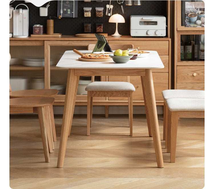 Solid Oak Wood Modern Rocking Dining Table - Stylish & Durable for Home, Restaurant, and Outdoor Dining Spaces