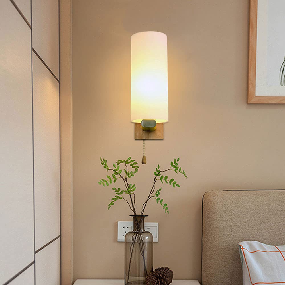 Modern E27 Wall Lantern - Solid Wood Wall Mounted Sconce for Living Room, Bedroom & Hallway Lighting | Japanese Style Bedside Lamp & Restaurant Wall Fixture | Perfect for Ambient, Accent & Decorative Lighting