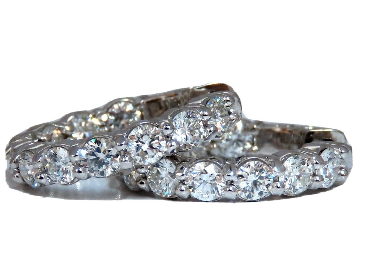 3.02ct Natural Round Diamond Hoop Earrings in 14K Gold - 22mm Button & Share Prong Setting | Perfect for Weddings, Parties & Special Occasions