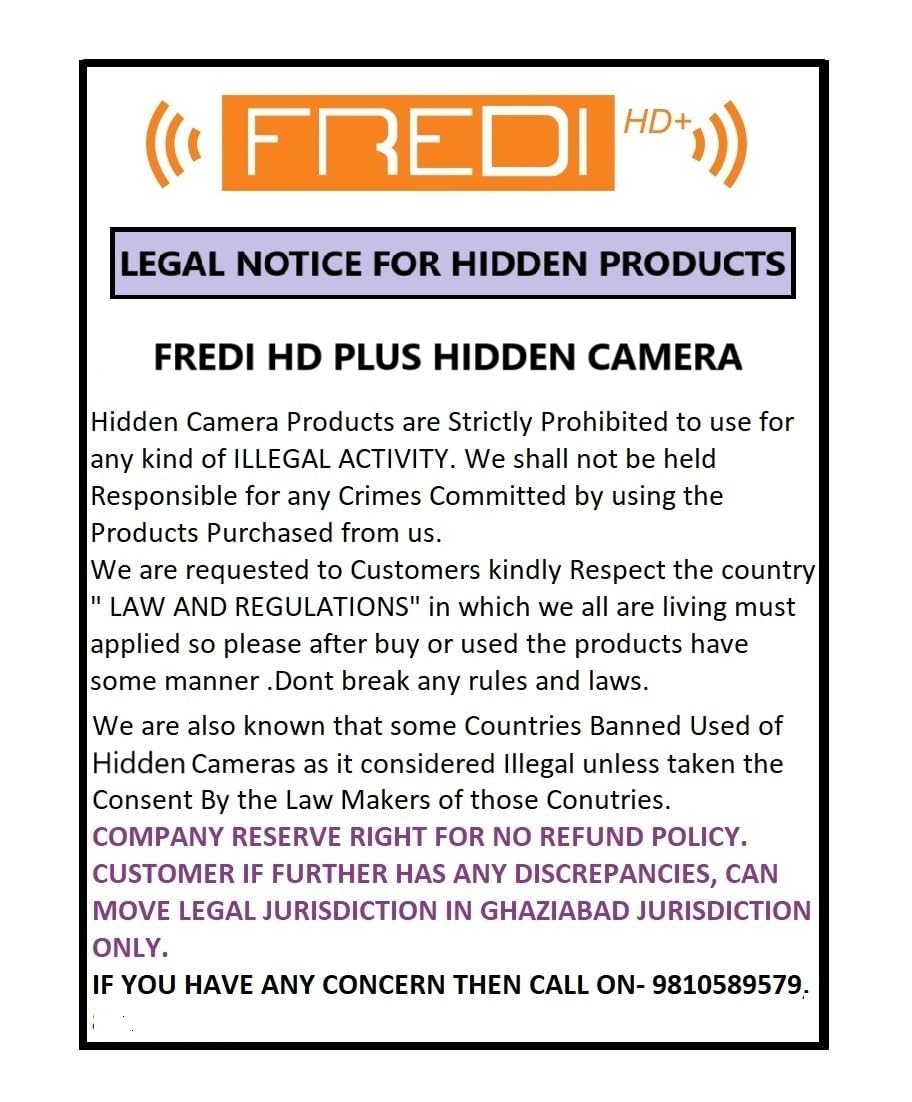FREDI HD PLUS 1080p Wi-Fi Hidden Camera - Wireless Indoor Security Camera with Motion Detection, Night Vision & 24/7 Recording - Monitor Home, Office, Baby & Pets via V380 Pro App on Phone