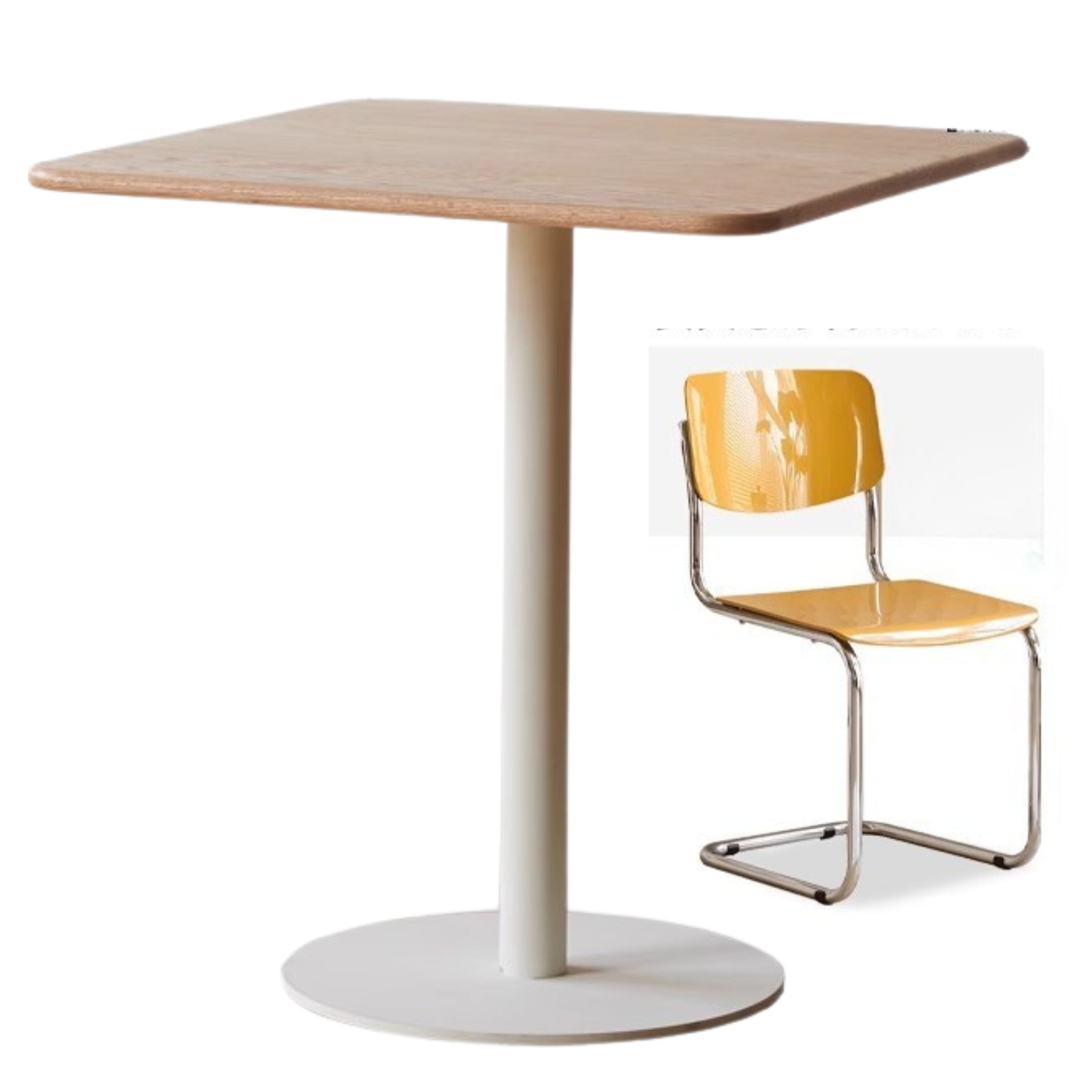 27.5x27.5x29.5 inch / 70x70x75 cm / Natural Wood Color / Square table square + 2 chairs
