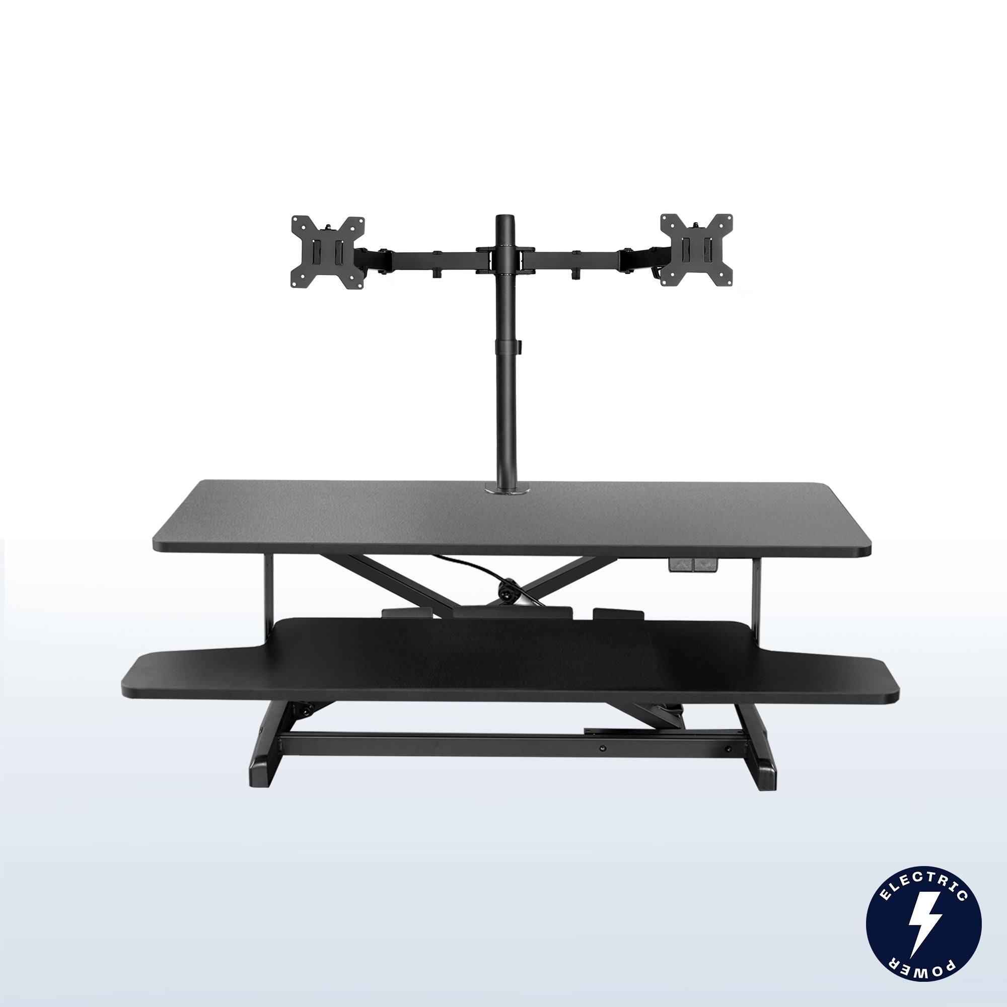 Adjustable Electric Standing Desk Converter with Dual Monitor Mount - Ergonomic Workstation for Home & Office, Perfect for Remote Work & Gaming Setup