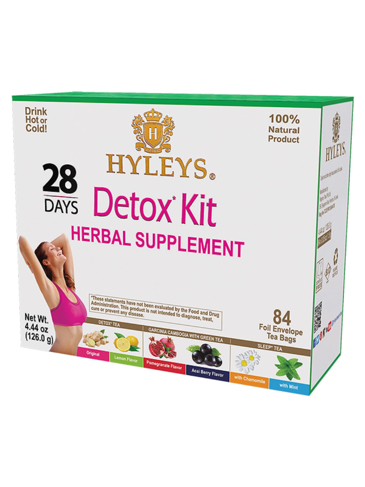 HYLEYS 28-Day Detox Tea Cleanse Kit - 84 Tea Bags with Garcinia Cambogia, Green Tea, Mint & Chamomile - Supports Weight Loss, Digestion & Better Sleep - Herbal Detox Tea for Daily Wellness & Relaxation (9 Pack - 756 Tea Bags Total) - Perfect for Morning Energy Boost & Evening Relaxation