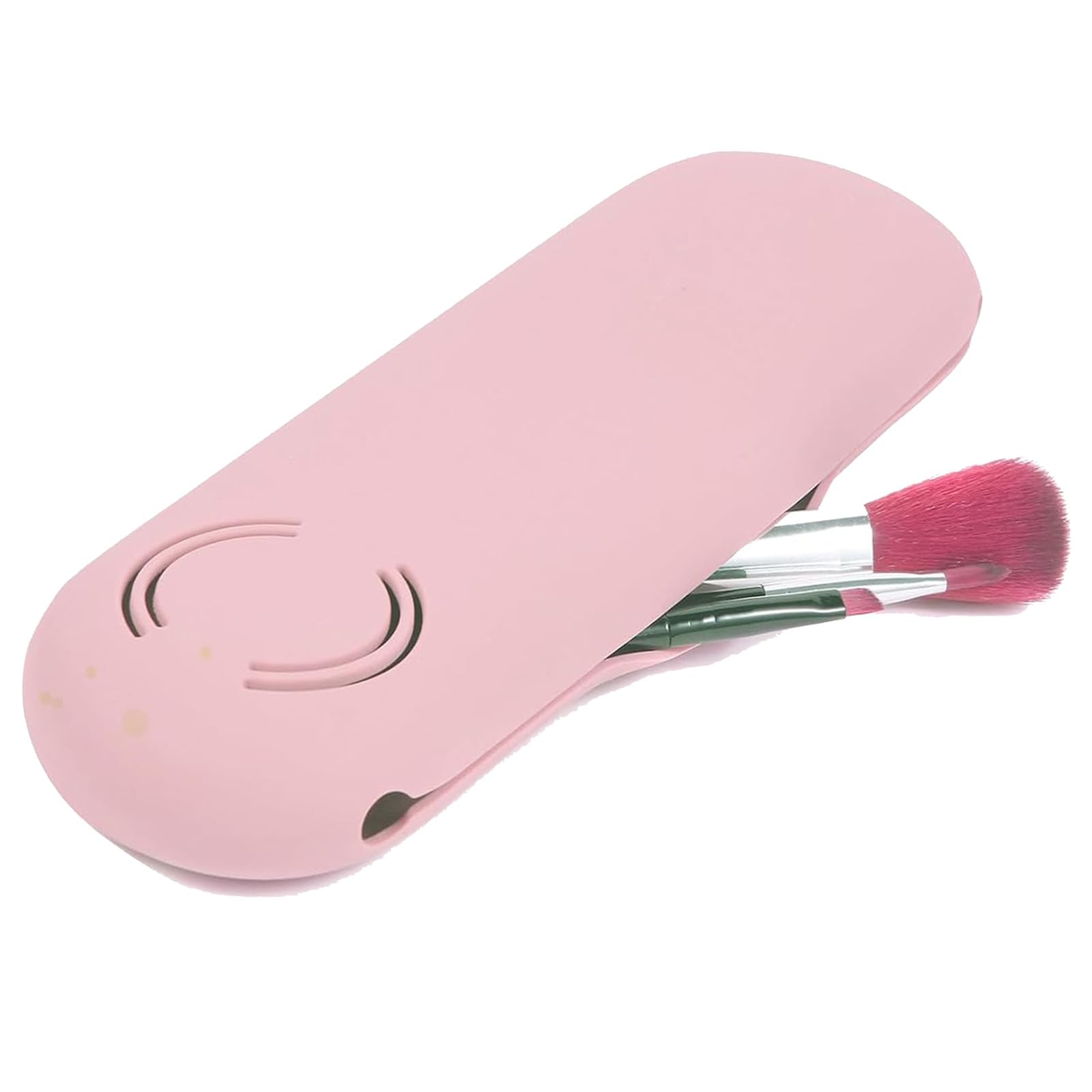 Pink Silicone Makeup Brush Holder Bag - Travel Makeup Organizer Case for Brushes & Beauty Blenders | Perfect for Women's Cosmetic Storage & On-the-Go Essentials