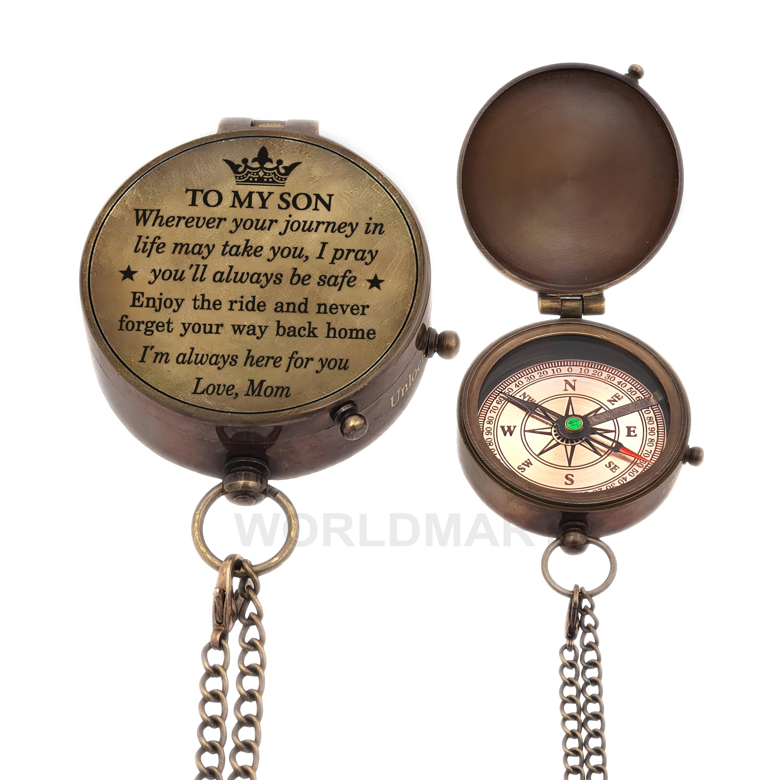 Compass Gift for Son from Mom - Personalized Graduation, Birthday & Confirmation Present - Inspirational Keepsake for Adventurous Sons - Perfect for Travel, Outdoor Activities & Life Milestones