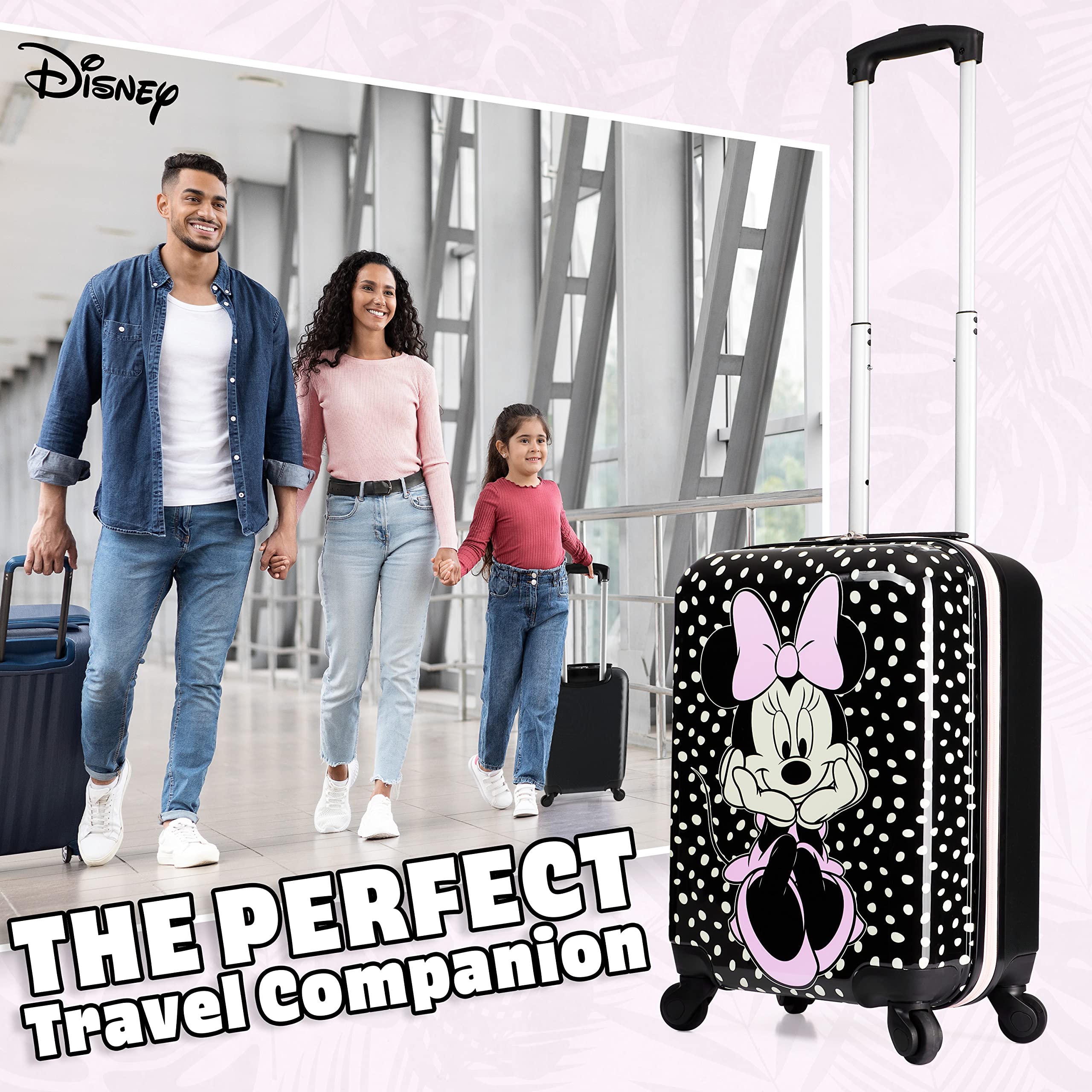 Disney Kids Suitcase with Wheels - 19 Inch 4-Wheel Spinner Hard Shell Luggage for Travel | Lightweight Durable Carry-On Suitcase for Boys & Girls | Perfect for Airplane, Vacation & School Trips