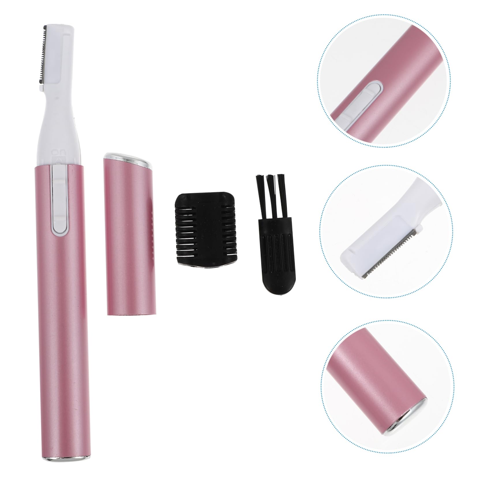 NOLITOY Electric Eyebrow Trimmer & Shaver - Painless Hair Removal for Eyebrows, Face, Body & Nose - Portable Epilator for Women & Men - Rechargeable Aluminum Pink Grooming Tool - Perfect for Travel, Home & Salon Use
