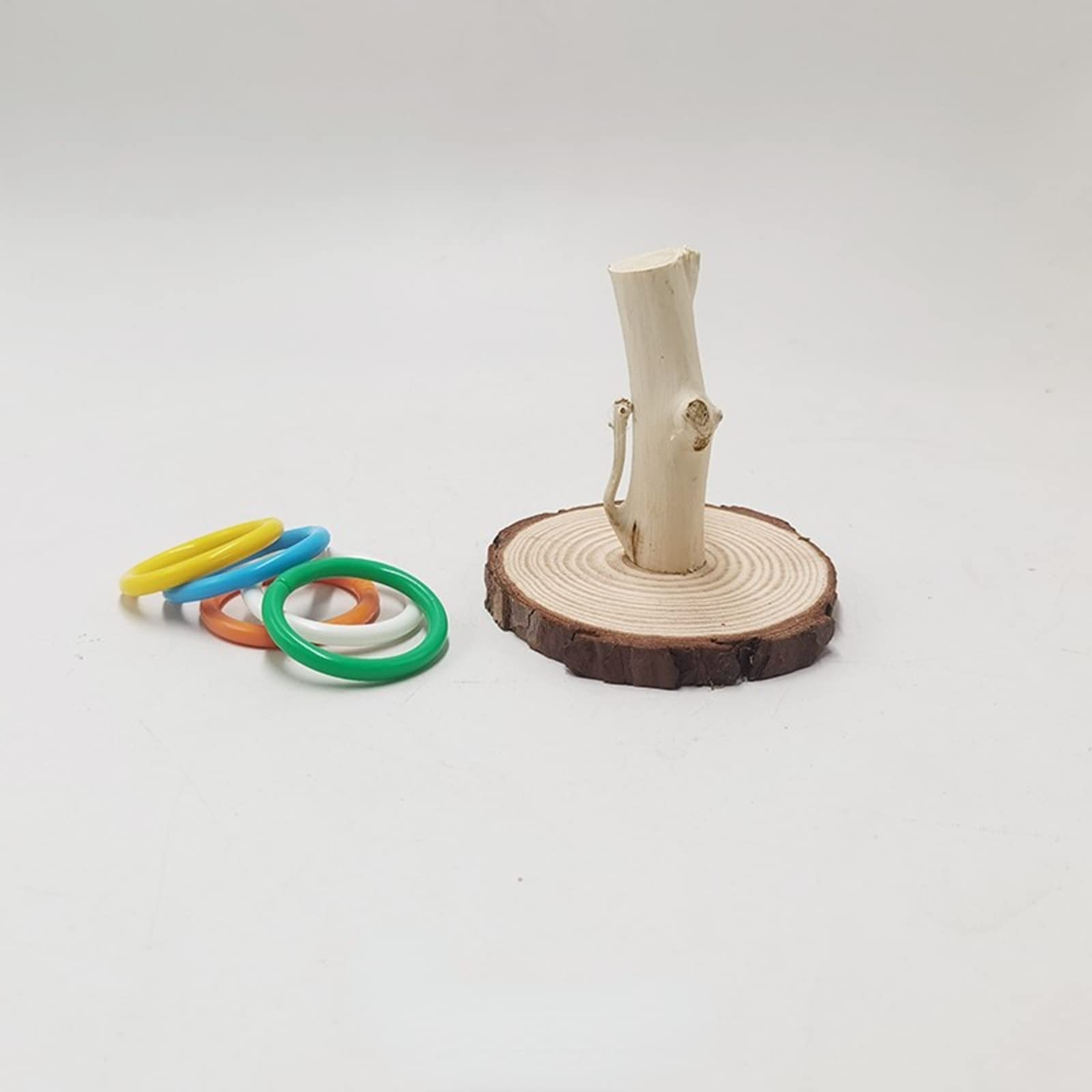 Parrot Trick Training Toys - Bird Tabletop Toys with 5 Color Rings - Stacking & Training Toy Set for Small & Medium Birds Like Parrots, Budgies, Cockatiels & Parakeets - Perfect for Mental Stimulation & Bonding Activities