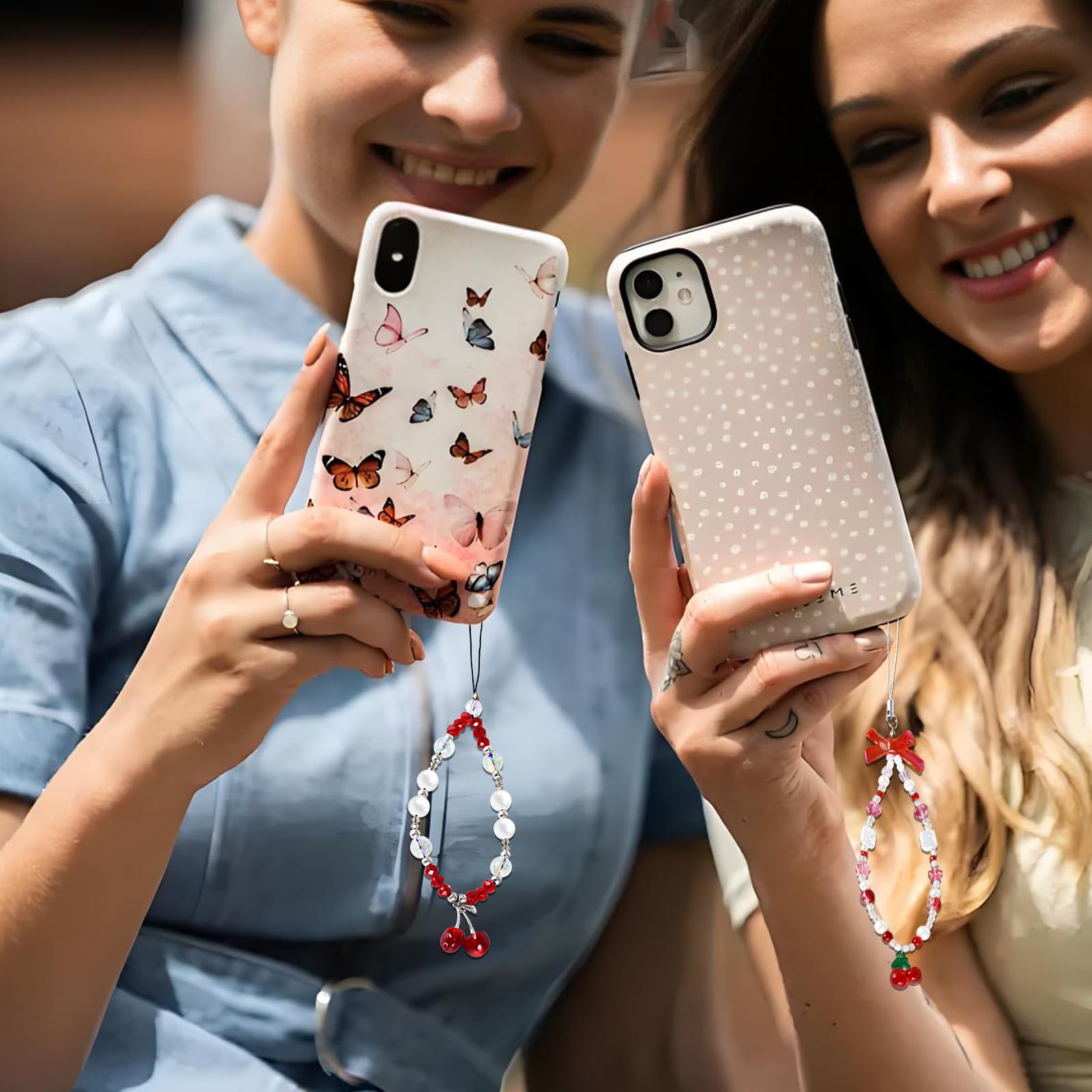 Cherry Phone Charms Strap - Cute Cell Phone Lanyard Wrist Strap with Pendant, Aesthetic Accessories for Phone, AirPods, Camera, and Bag - Perfect for Everyday Use, Travel, and Gift Giving